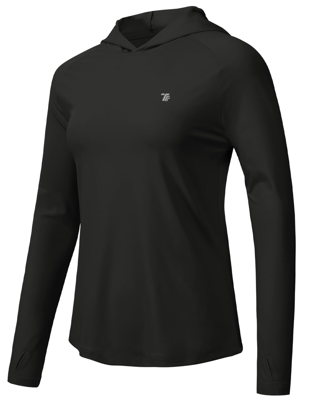 【送料無料】[Gopune] 登山 シャツ レディース 長袖 テニスウェア ロンt 吸汗 速乾 パーカー フード付き uvカット トップス 薄手 スポーツウェア ヨガウェア 大きいサイズ 色：ブラック、サイズ：3XL