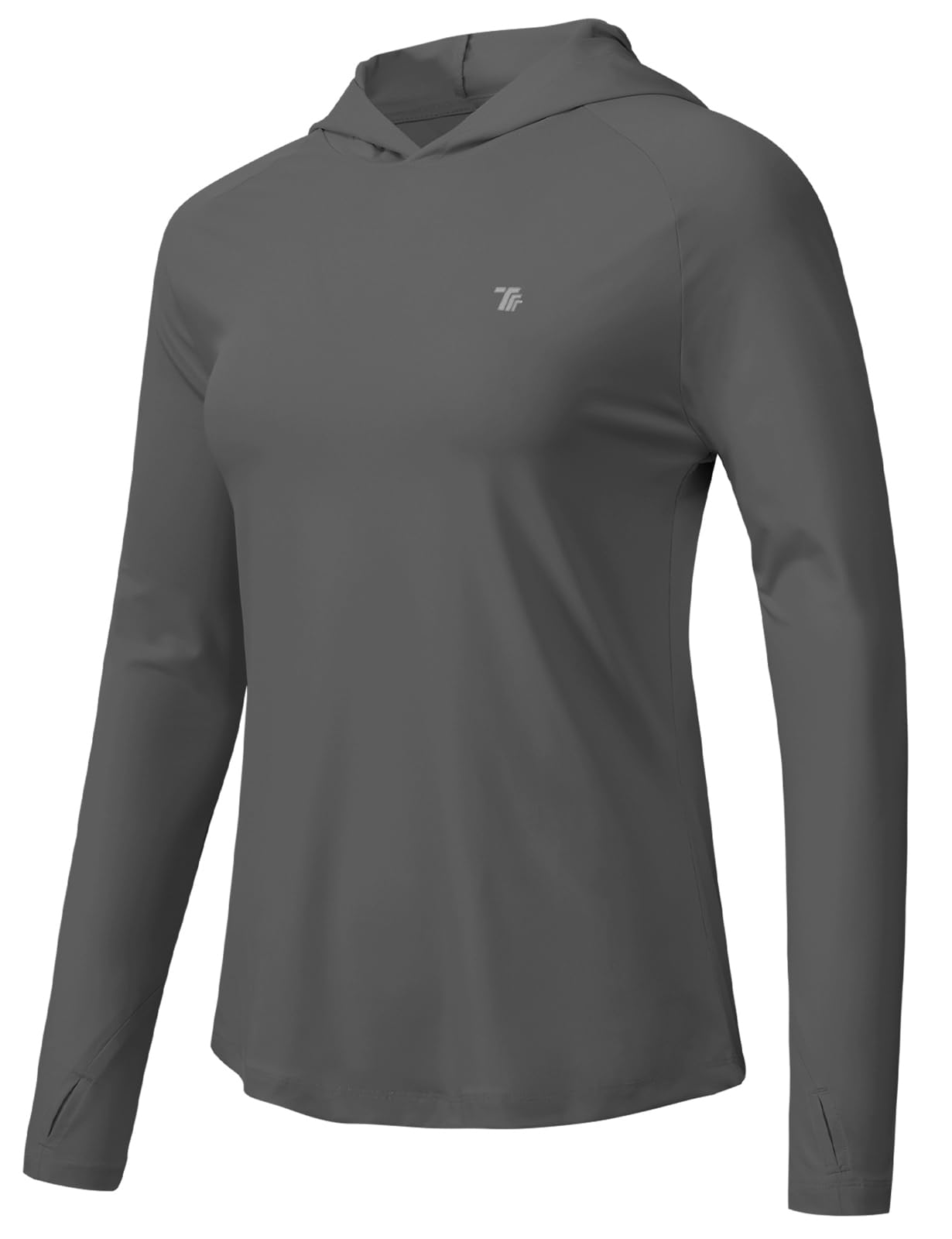 【送料無料】[Gopune] 登山 シャツ レディース 長袖 テニスウェア ロンt 吸汗 速乾 パーカー フード付き uvカット トップス 薄手 スポーツウェア ヨガウェア 大きいサイズ 色：ダックグレー、サイズ：3XL