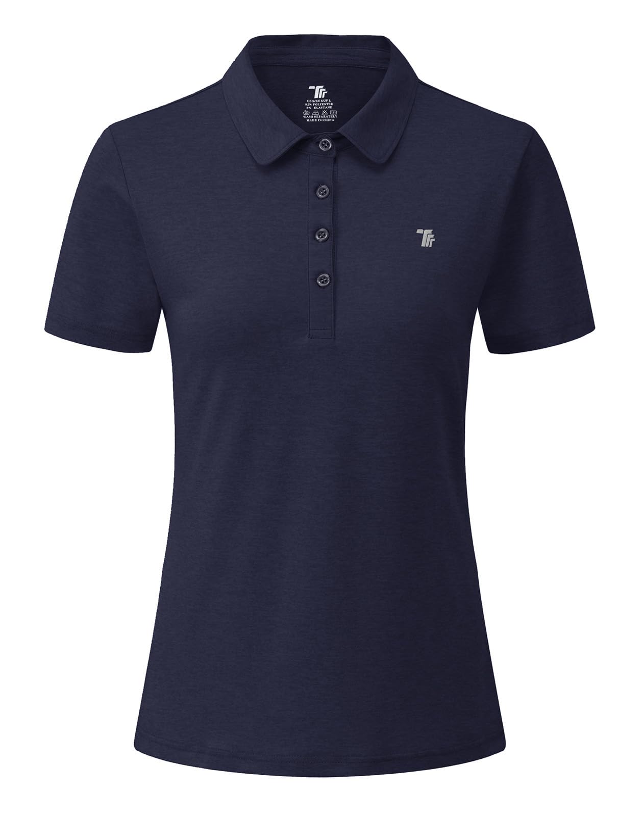 【送料無料】[Gopune] レディース ポロシャツ 半袖 ゴルフ ショートシャツ 吸汗速乾 通気 UVカット スボーツ tシャツ ストレッチ カジュアル テニスウェア 襟付き 作業服 通勤着 色：ネイビー、サイズ：M