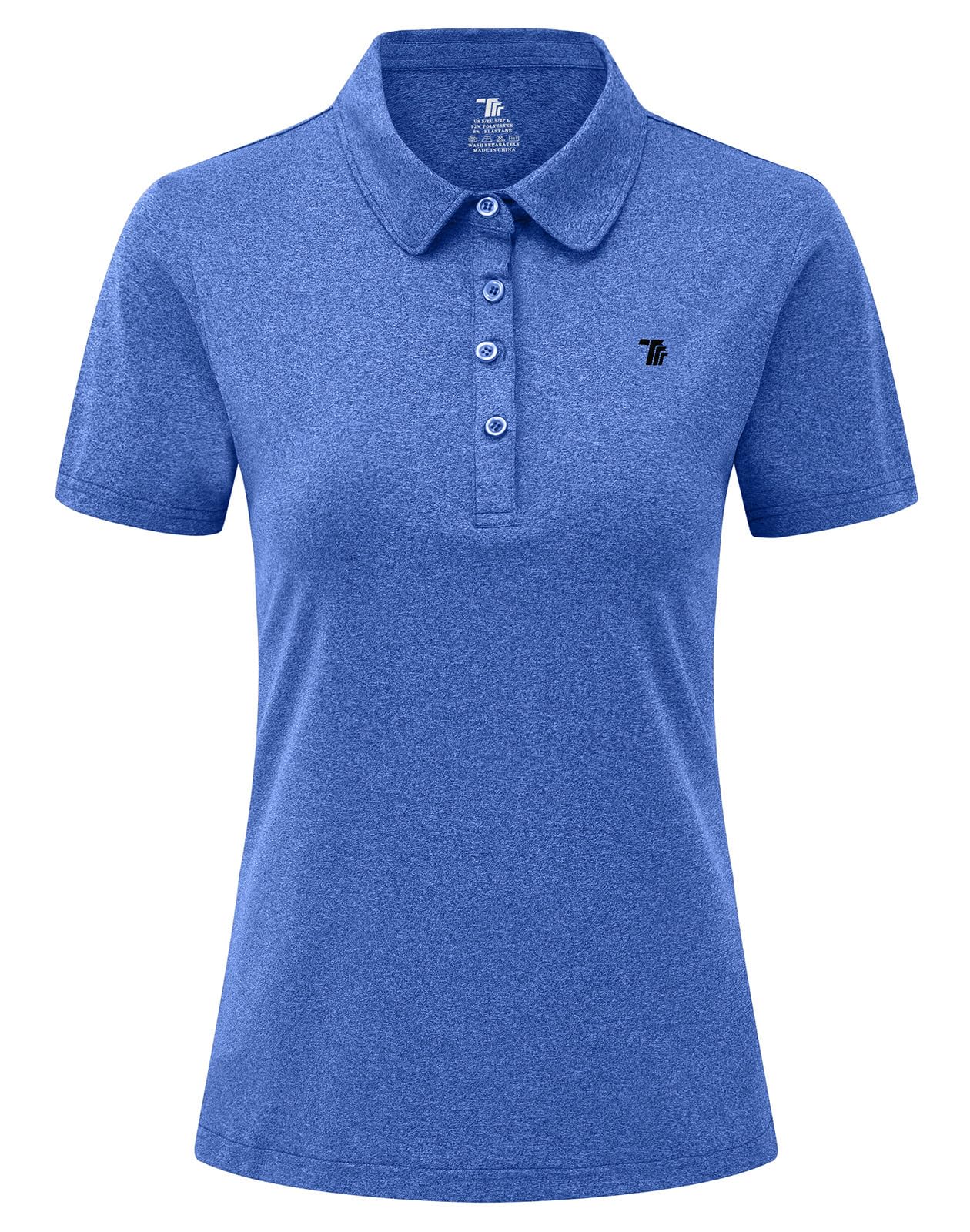 【送料無料】[Gopune] レディース ポロシャツ 半袖 ゴルフ ショートシャツ 吸汗速乾 通気 UVカット スボーツ tシャツ ストレッチ カジュアル テニスウェア 襟付き 作業服 通勤着 色：ブルー、サイズ：3XL
