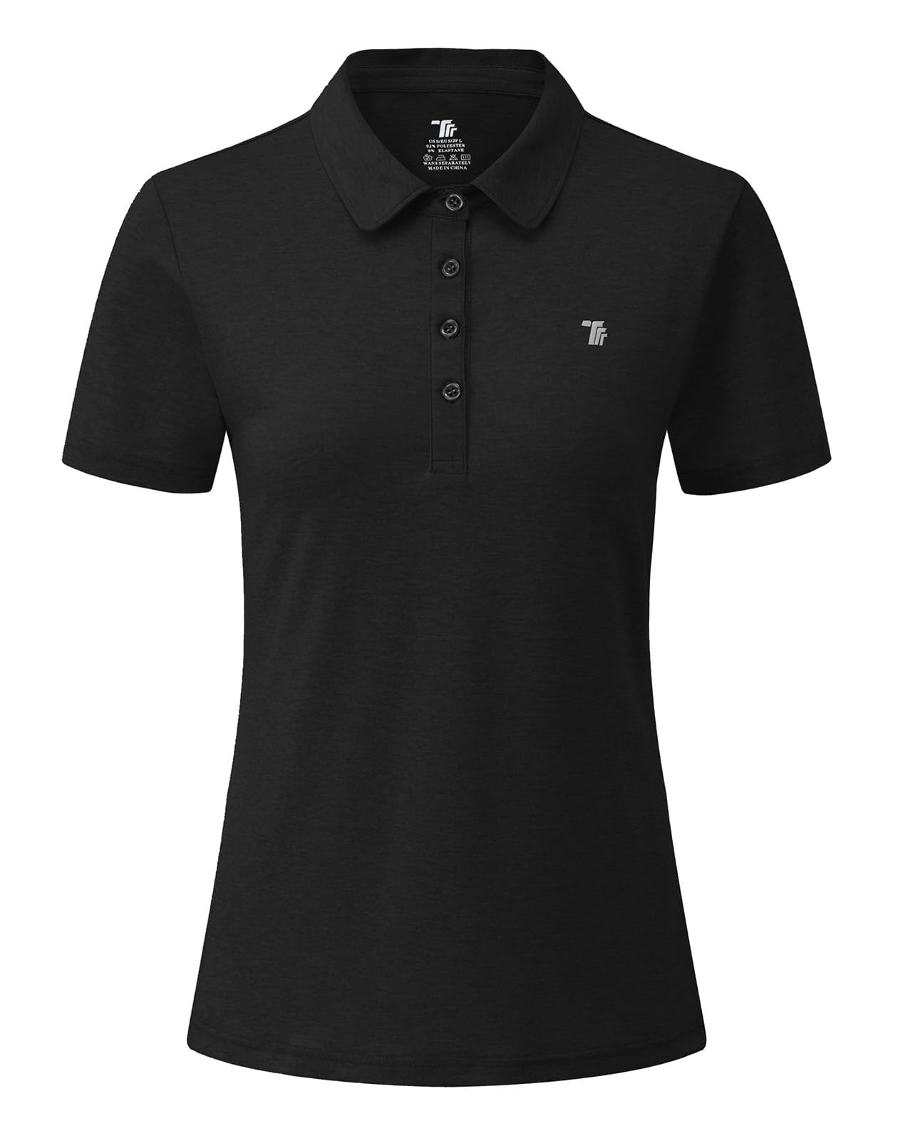 【送料無料】[Gopune] レディース ポロシャツ 半袖 ゴルフ ショートシャツ 吸汗速乾 通気 UVカット スボーツ tシャツ ストレッチ カジュアル テニスウェア 襟付き 作業服 通勤着 色：ブラック、サイズ：4XL