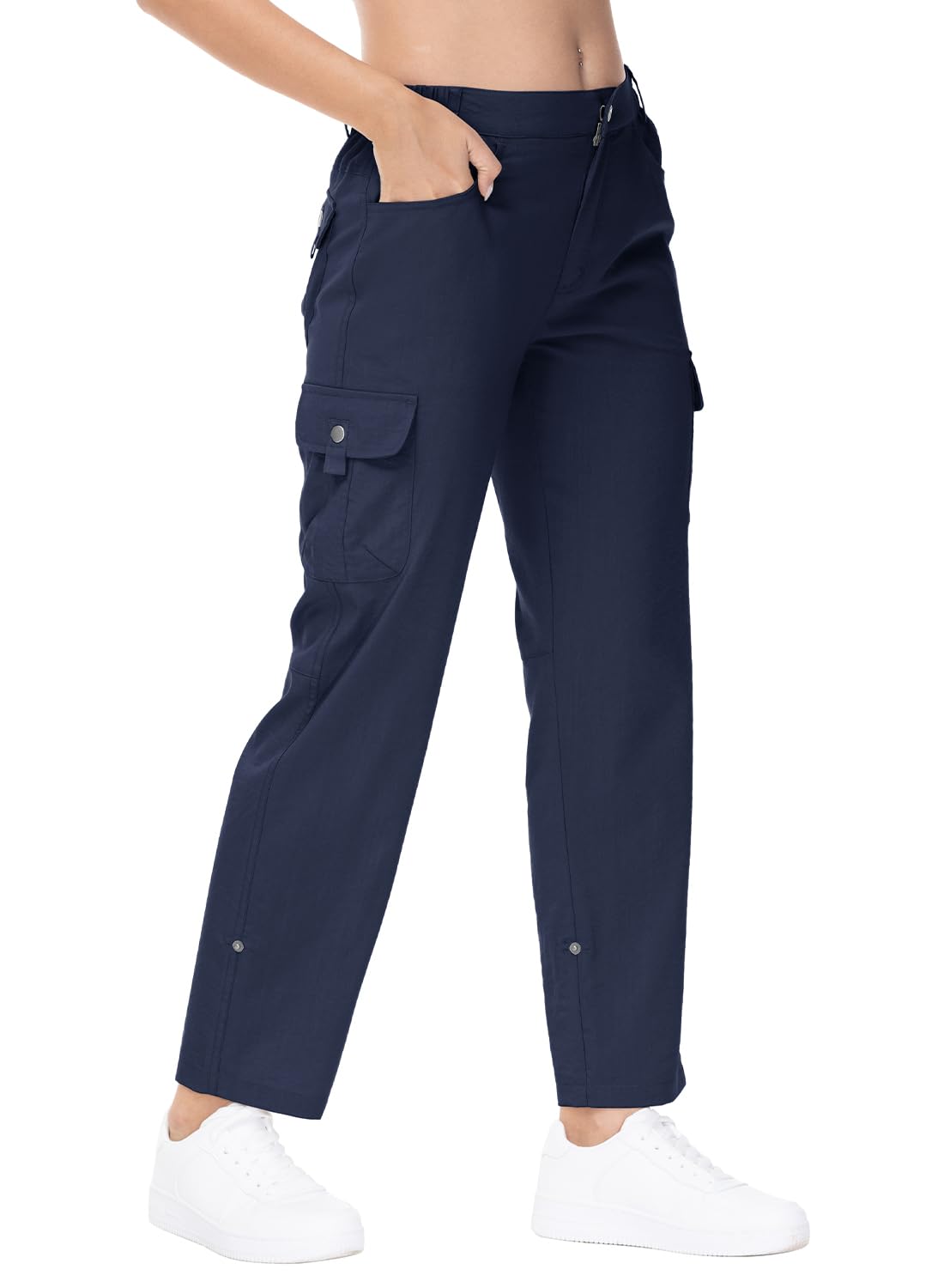 【送料無料】[Gopune] レディース ハイキングパンツ 2WAY カーゴズボン 七分丈 ロールアップ仕様 速乾 ..