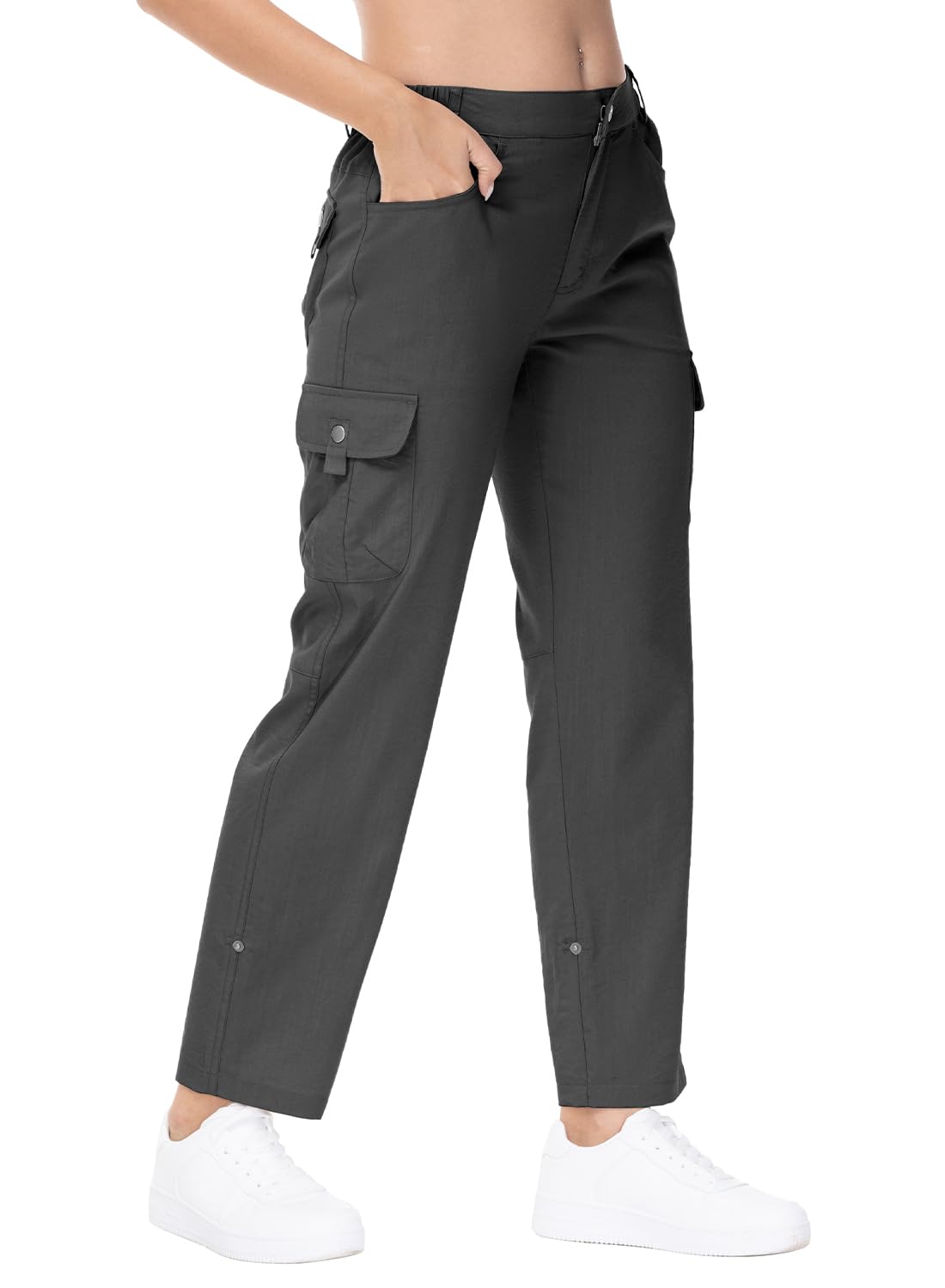 【送料無料】[Gopune] レディース ハイキングパンツ 2WAY カーゴズボン 七分丈 ロールアップ仕様 速乾 ..