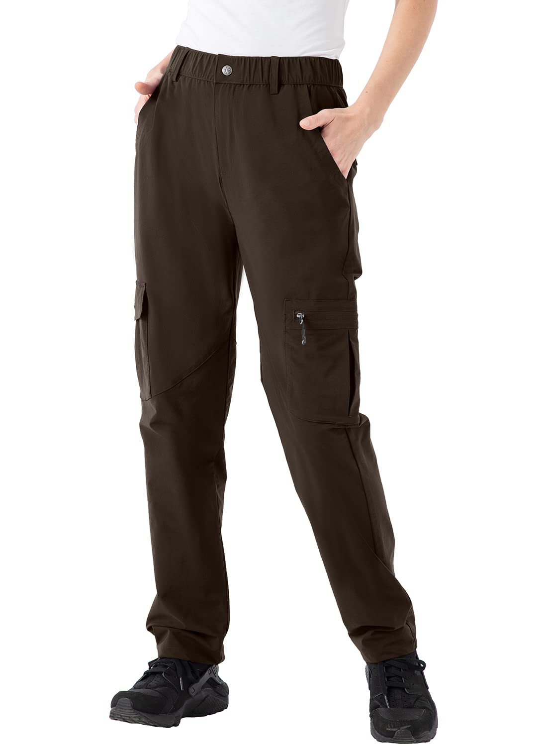 【送料無料】[Gopune] レディース トレッキングパンツ アウトドアパンツ 速乾ズボン 薄手 ボトムス 登山パンツ カーゴパンツ ハイキング 釣り 通気性 春秋夏用 色：01コーヒー、サイズ：L