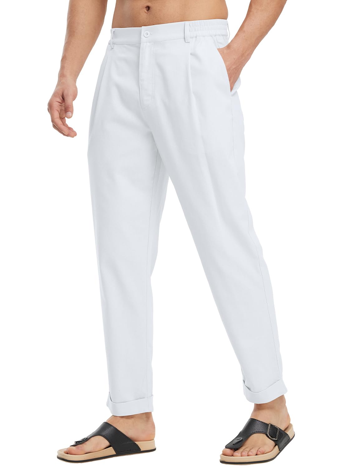 【送料無料】[Gopune] リネンパンツ メンズ 九分丈 リラックスパンツ 通気 サルエルパンツ ズボン 綿麻..