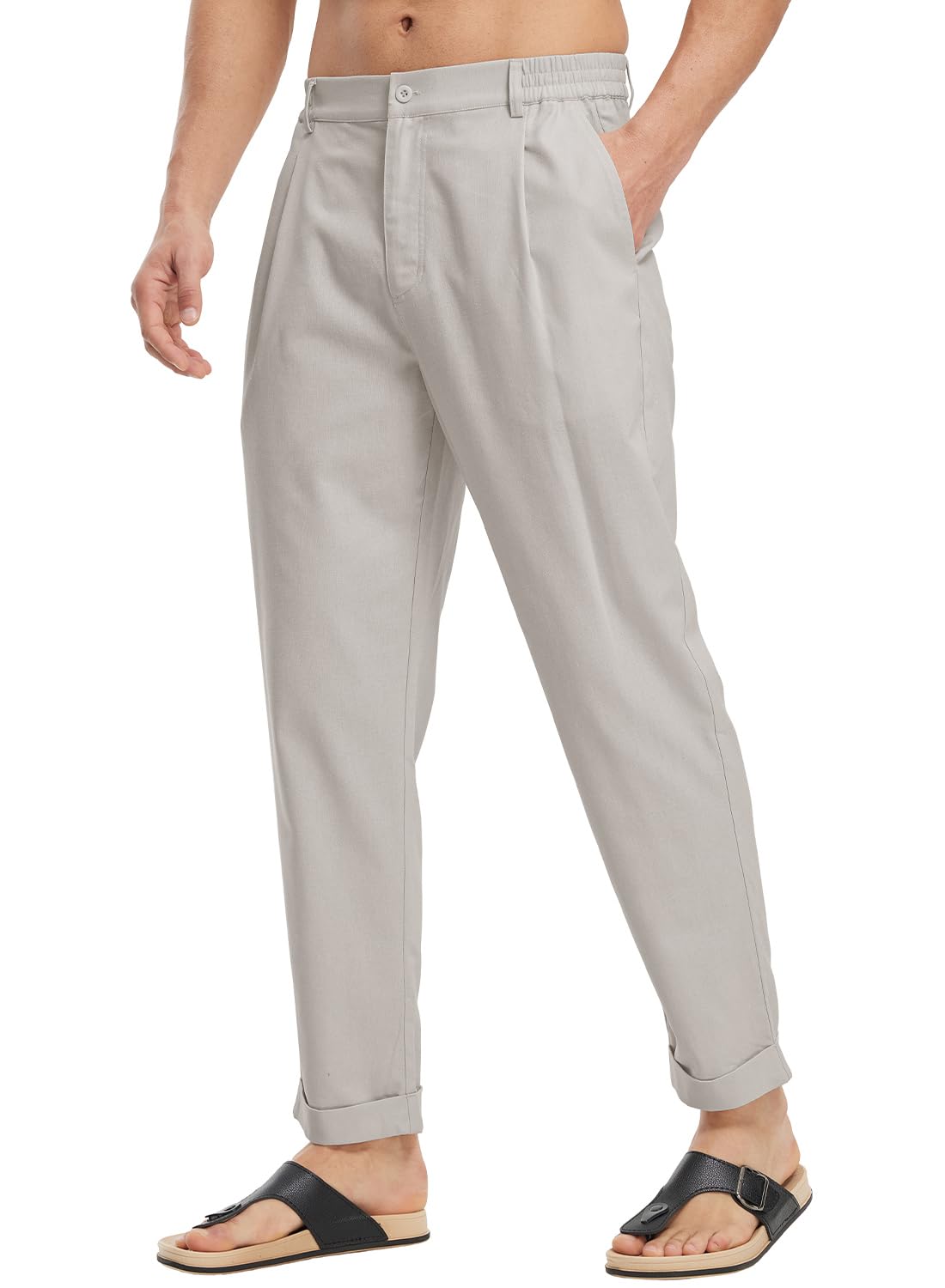 【送料無料】[Gopune] リネンパンツ メンズ 九分丈 リラックスパンツ 通気 サルエルパンツ ズボン 綿麻..