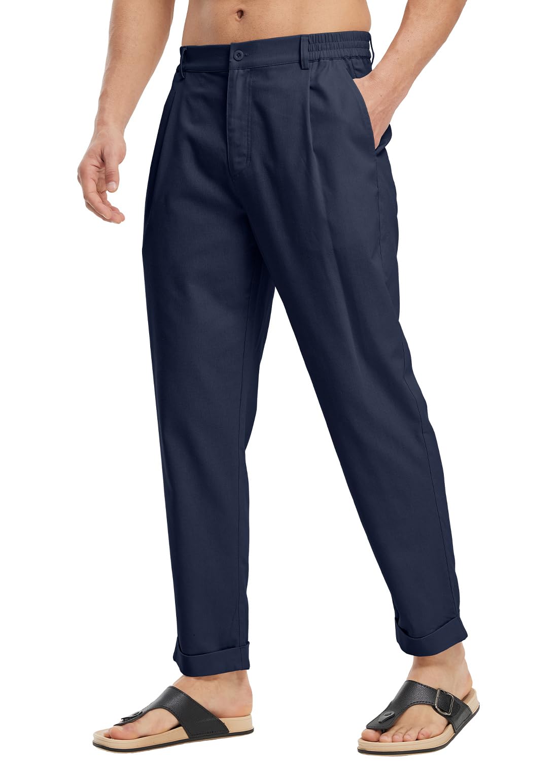 【送料無料】[Gopune] リネンパンツ メンズ 九分丈 リラックスパンツ 通気 サルエルパンツ ズボン 綿麻..