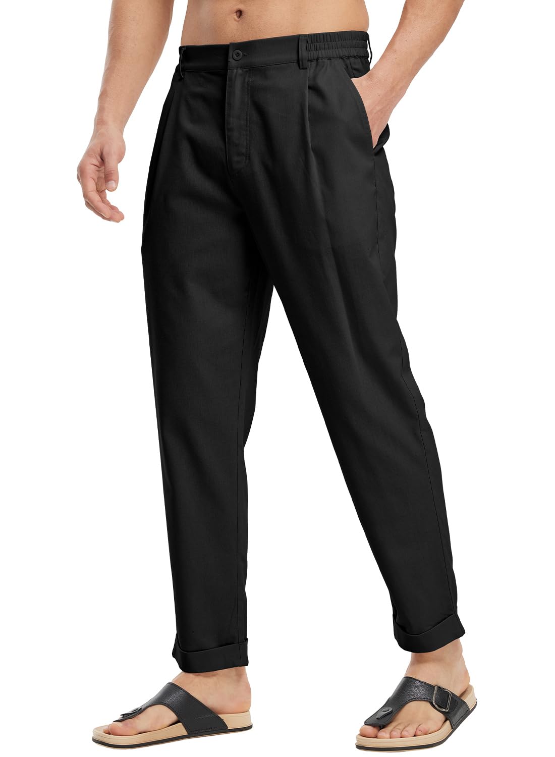 【送料無料】[Gopune] リネンパンツ メンズ 九分丈 リラックスパンツ 通気 サルエルパンツ ズボン 綿麻..