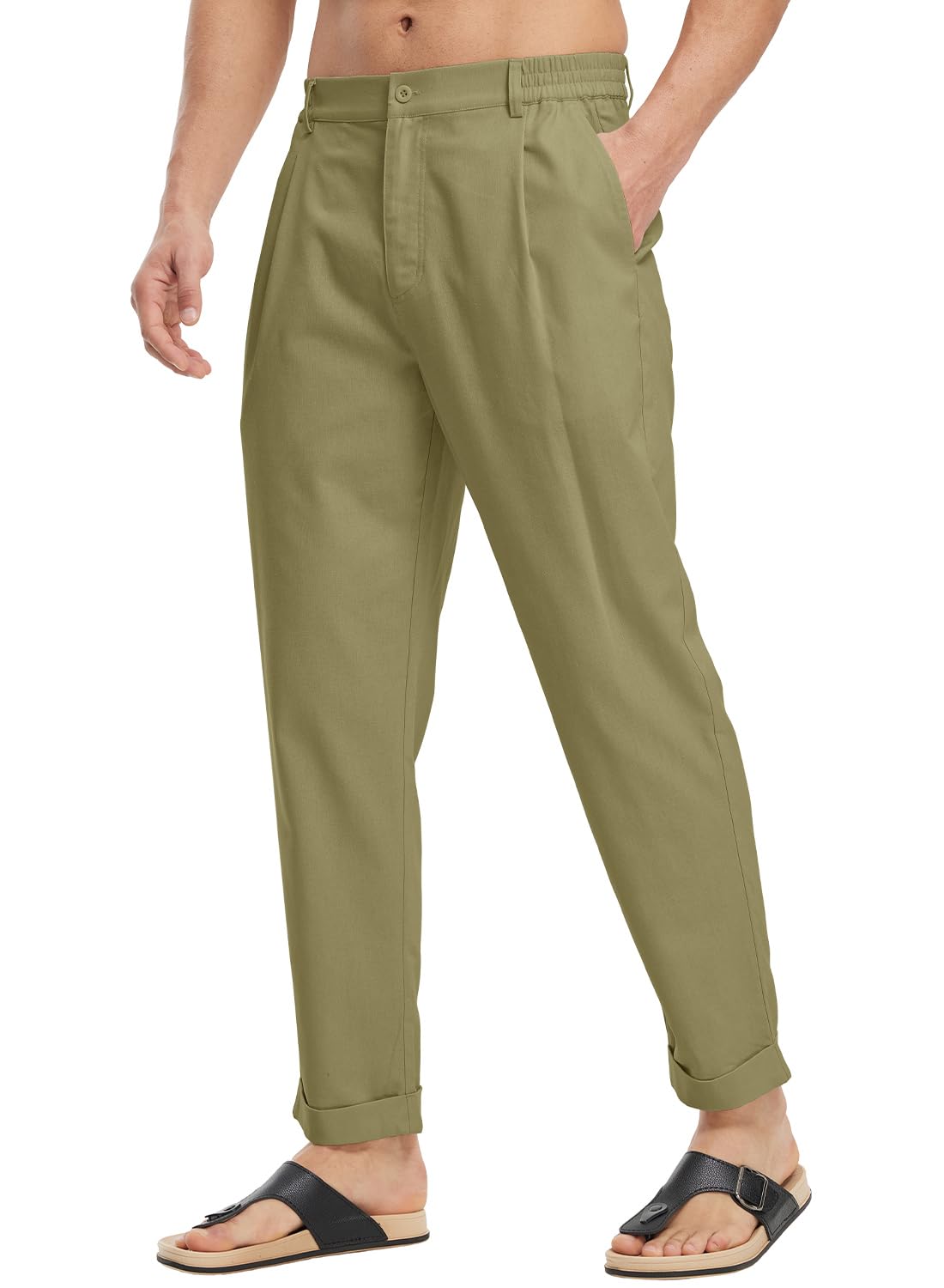 【送料無料】[Gopune] リネンパンツ メンズ 九分丈 リラックスパンツ 通気 サルエルパンツ ズボン 綿麻..