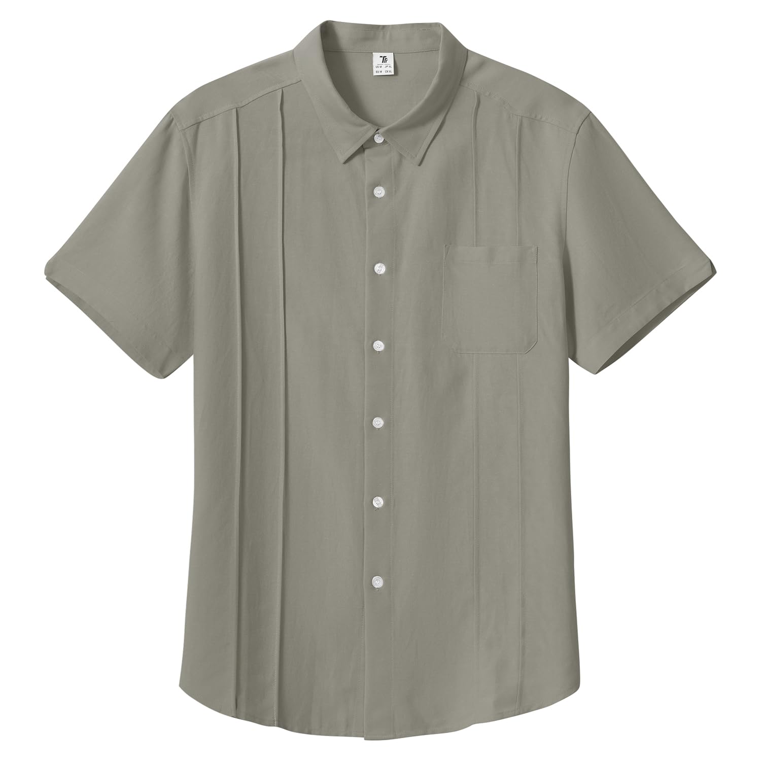 【送料無料】[Gopune] メンズ 半袖シャツ カジュアル リネンシャツ 開襟 tシャツ 通気 綿麻 ビジネスシャツ トップス 通勤着 無地 ゆったり 夏用 色：グレー、サイズ：XL