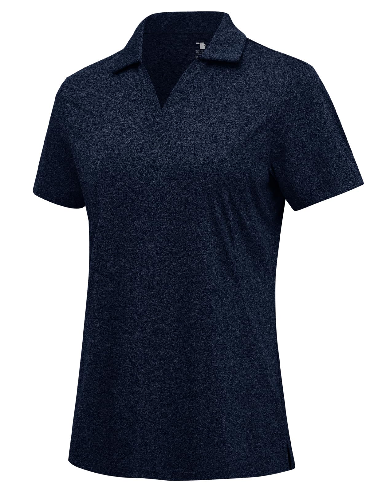 【送料無料】[Gopune] レディース Vネックシャツ 襟付き 半袖 速乾 トレーニングウェア 通気性 ポロシャツ UPF50+ スポーツ 仕事用 テニスウェア(ネイビー L) 色：ネイビー、サイズ：L