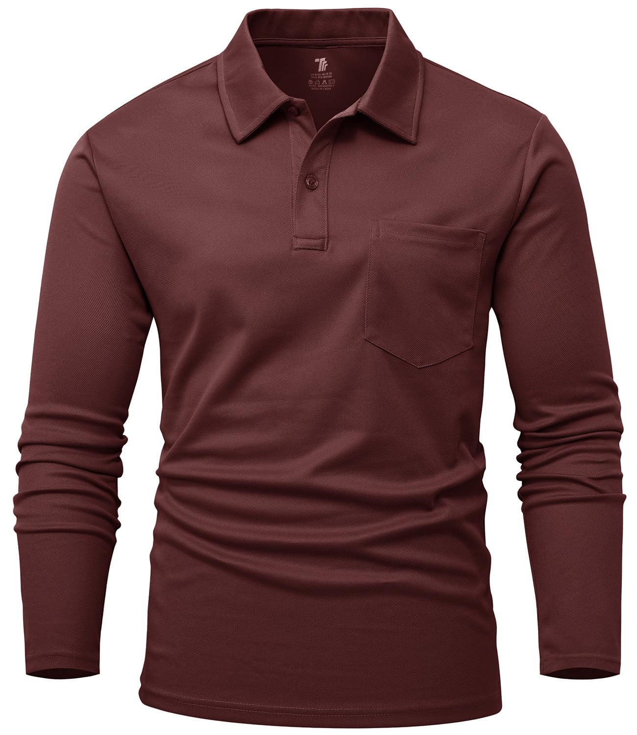 【送料無料】[Gopune] メンズ ポロシャツ 長袖 スポーツポロシャツ 通気 ゴルフウェア アウトドアウェア 日常着 速乾 カジュアル ポケット付き 春秋服 色：レッド、サイズ：4XL