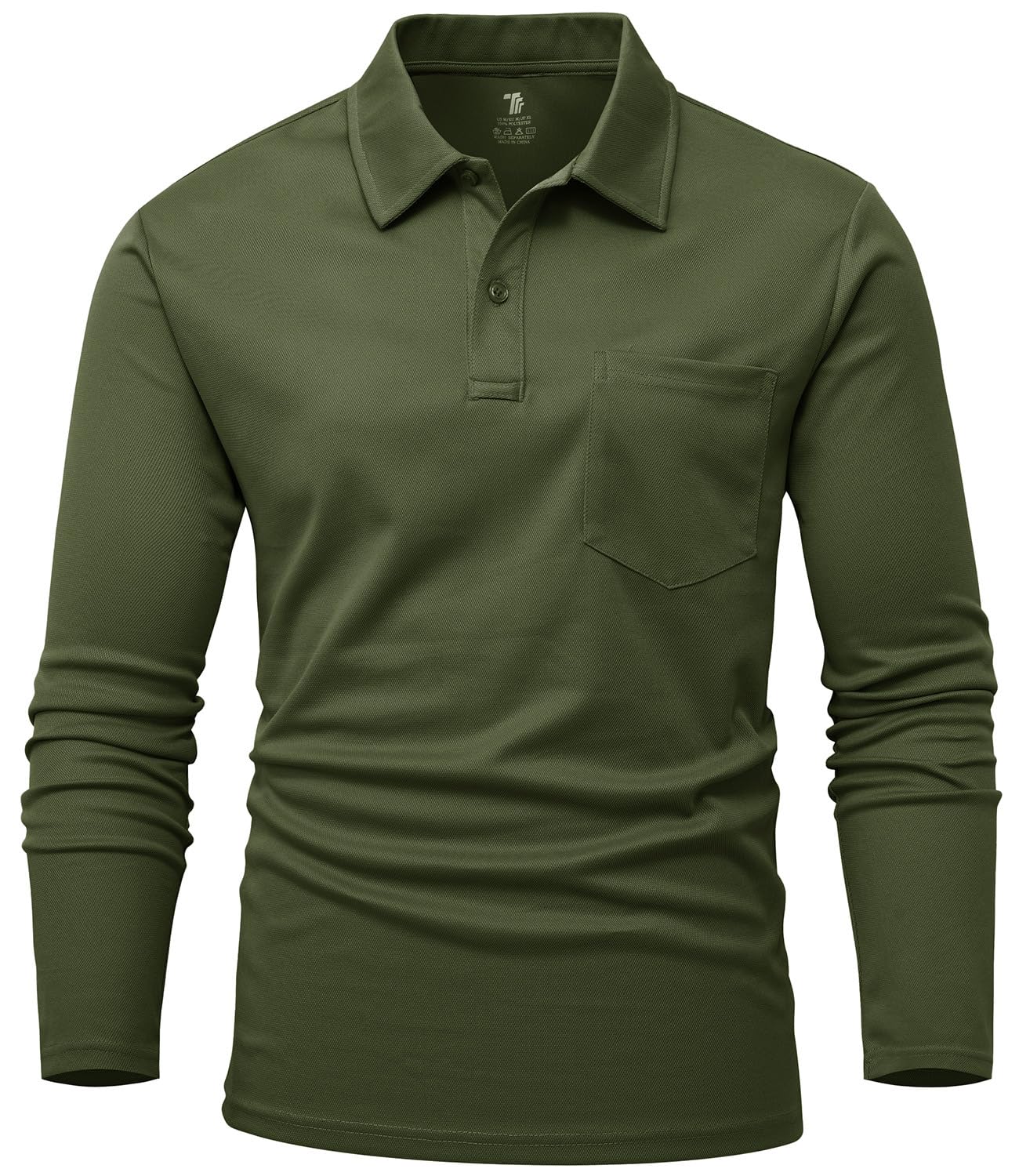 【送料無料】[Gopune] メンズ ポロシャツ 長袖 スポーツポロシャツ 通気 ゴルフウェア アウトドアウェア 日常着 速乾 カジュアル ポケット付き 春秋服 色：グリーン、サイズ：3XL