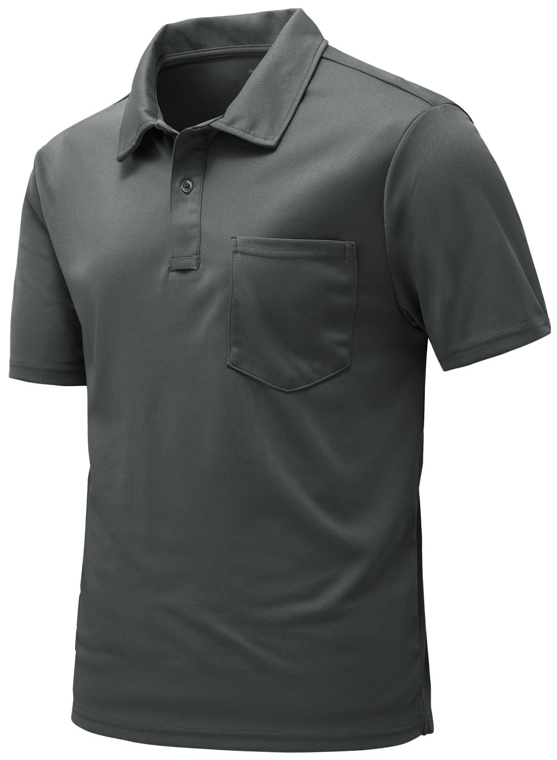 【送料無料】[Gopune] ポロシャツ メンズ 半袖 tシャツ 速乾 テニスシャツ 夏用 アウトドアウェア スポーツ ゴルフウェア 日常着 ビジネスウェア 折り襟 通気 ポケット付き カジュアル 大きいサイズ 色：02ダークグレー、サイズ：M