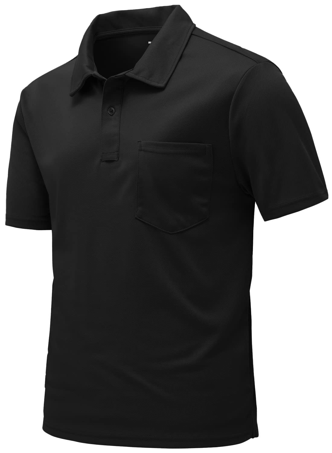 【送料無料】[Gopune] ポロシャツ メンズ 半袖 tシャツ 速乾 テニスシャツ 夏用 アウトドアウェア スポーツ ゴルフウェア 日常着 ビジネスウェア 折り襟 通気 ポケット付き カジュアル 大きいサイズ 色：02ブラック、サイズ：3XL