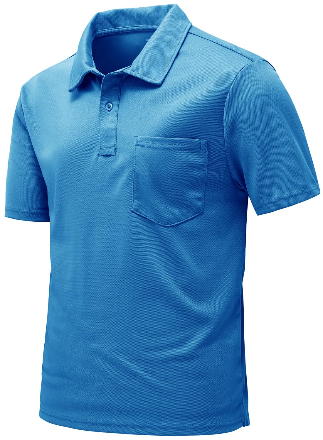 【送料無料】[Gopune] ポロシャツ メンズ 半袖 tシャツ 速乾 テニスシャツ 夏用 アウトドアウェア スポーツ ゴルフウェア 日常着 ビジネスウェア 折り襟 通気 ポケット付き カジュアル 大きいサイズ 色：02ブルー、サイズ：2XL