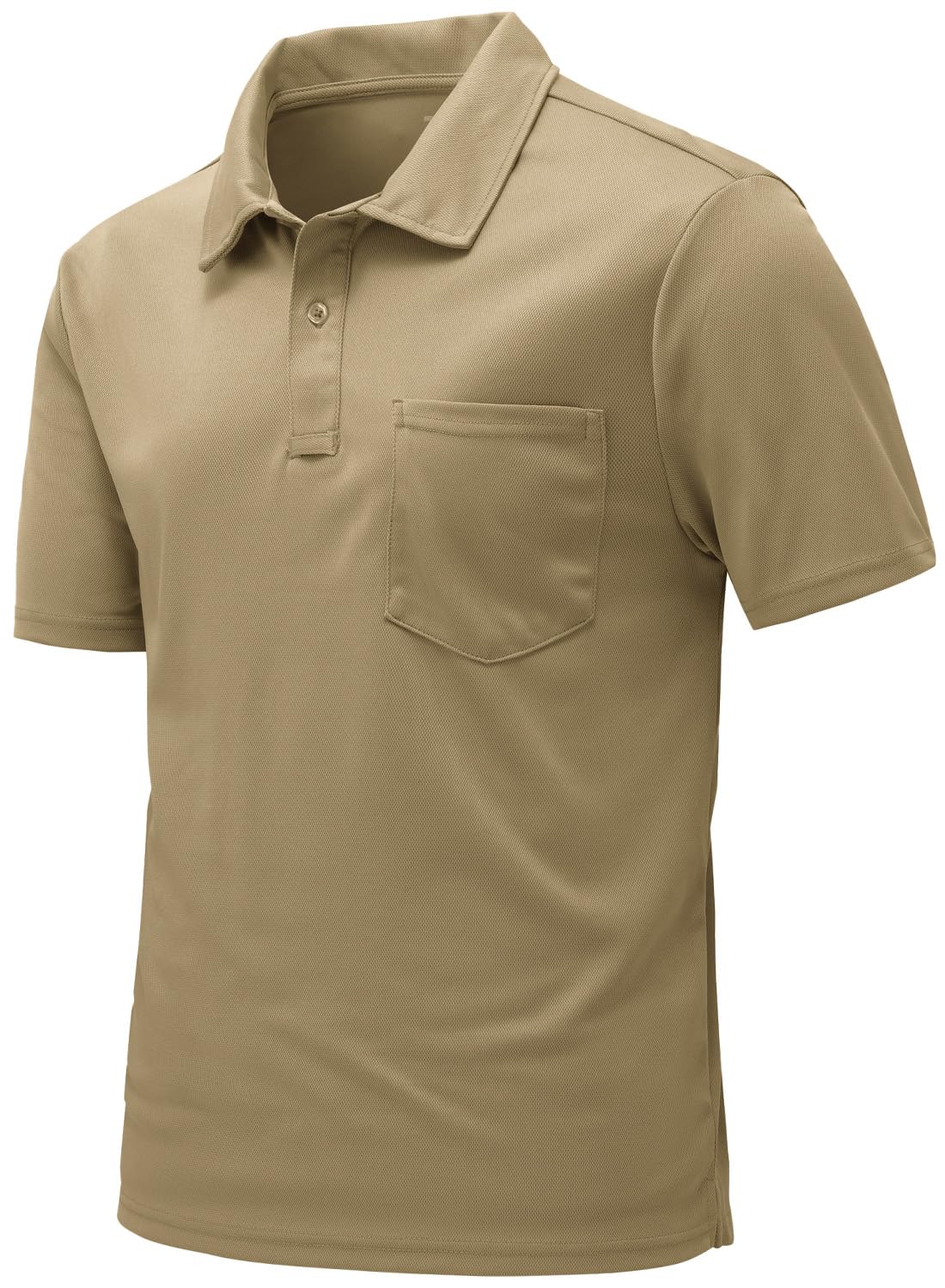 【送料無料】[Gopune] ポロシャツ メンズ 半袖 tシャツ 速乾 テニスシャツ 夏用 アウトドアウェア スポーツ ゴルフウェア 日常着 ビジネスウェア 折り襟 通気 ポケット付き カジュアル 大きいサイズ 色：02ベージュ、サイズ：3XL