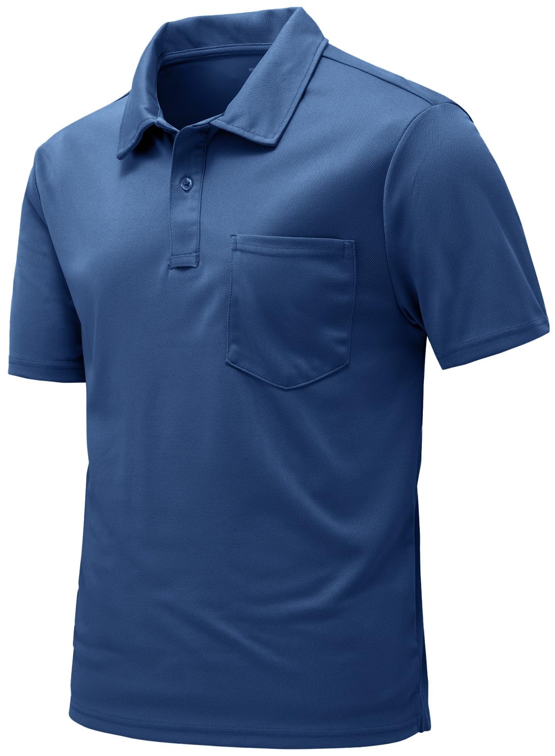 【送料無料】[Gopune] ポロシャツ メンズ 半袖 tシャツ 速乾 テニスシャツ 夏用 アウトドアウェア スポーツ ゴルフウェア 日常着 ビジネスウェア 折り襟 通気 ポケット付き カジュアル 大きいサイズ 色：04ブルー、サイズ：L