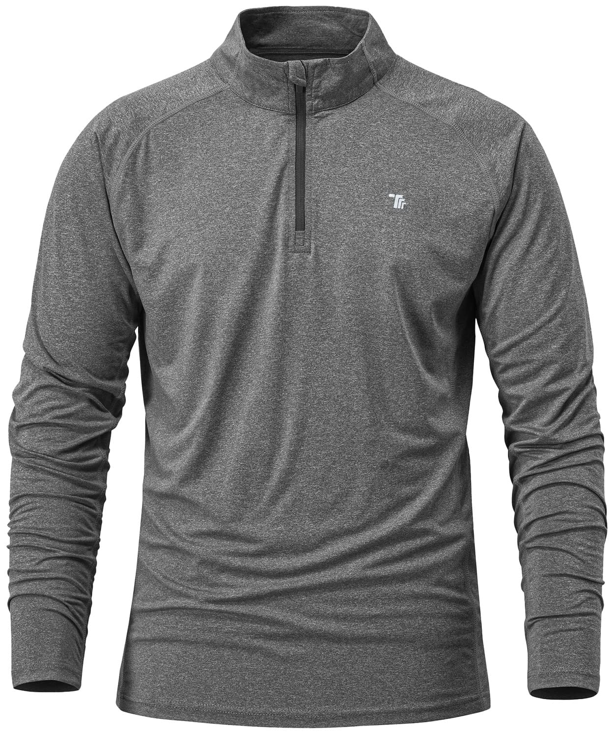 【送料無料】[Gopune] ポロシャツ メンズ 長袖 ジップシャツ ゴルフウェア ビズポロ カットソー uv スポーツシャツ 速乾 ランニング カジュアル 通勤 通気 秋冬春服 色：グレー、サイズ：L