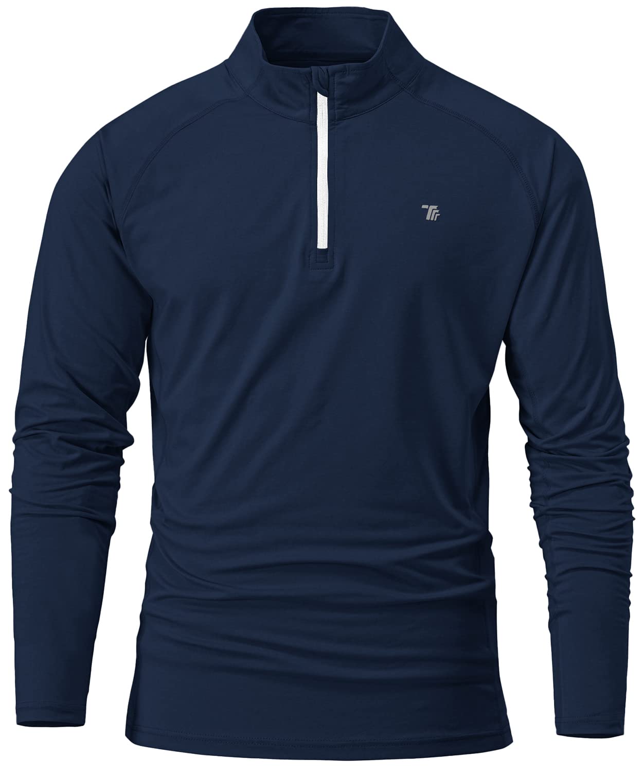 【送料無料】[Gopune] ポロシャツ メンズ 長袖 ジップシャツ ゴルフウェア ビズポロ カットソー uv スポーツシャツ 速乾 ランニング カジュアル 通勤 通気 秋冬春服 色：ネイビー、サイズ：L