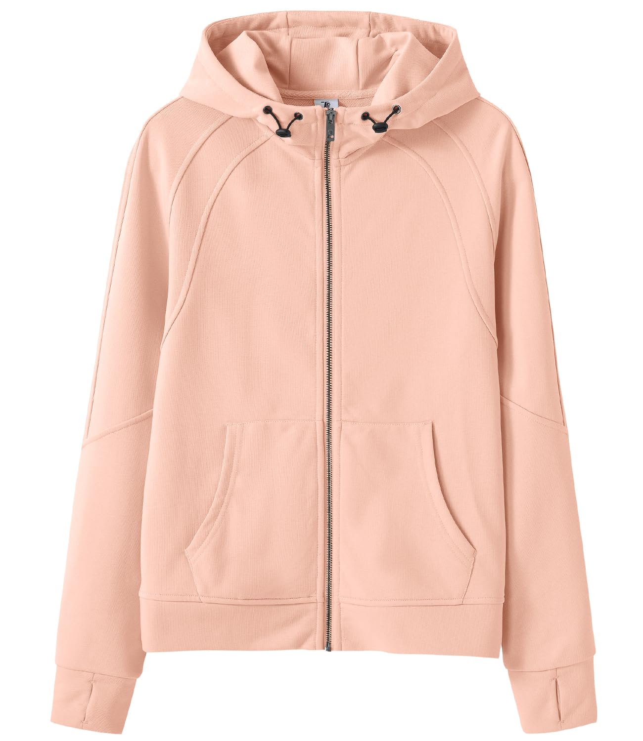 【送料無料】[Gopune] スウェット パーカー レディース フルジップ ジャージ フード付き ランニングジャケット 吸汗 登山着 ストレッチ ゴルフウェア スポーツウェア 指穴付き 春秋服 色：ピンク、サイズ：4XL