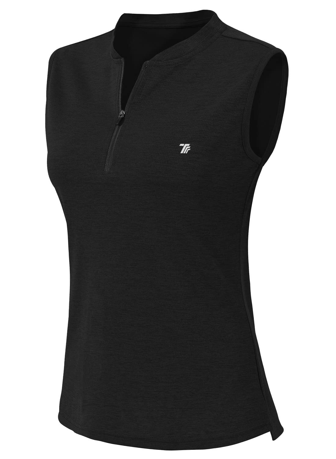 【送料無料】[Gopune] シャツ ノースリーブ レディース スポーツ 速乾 タンクトップ テニス ジムウェア ランニング ヨガ ゴルフ ハーフジップ トップス UVカット 色：ブラック、サイズ：XL