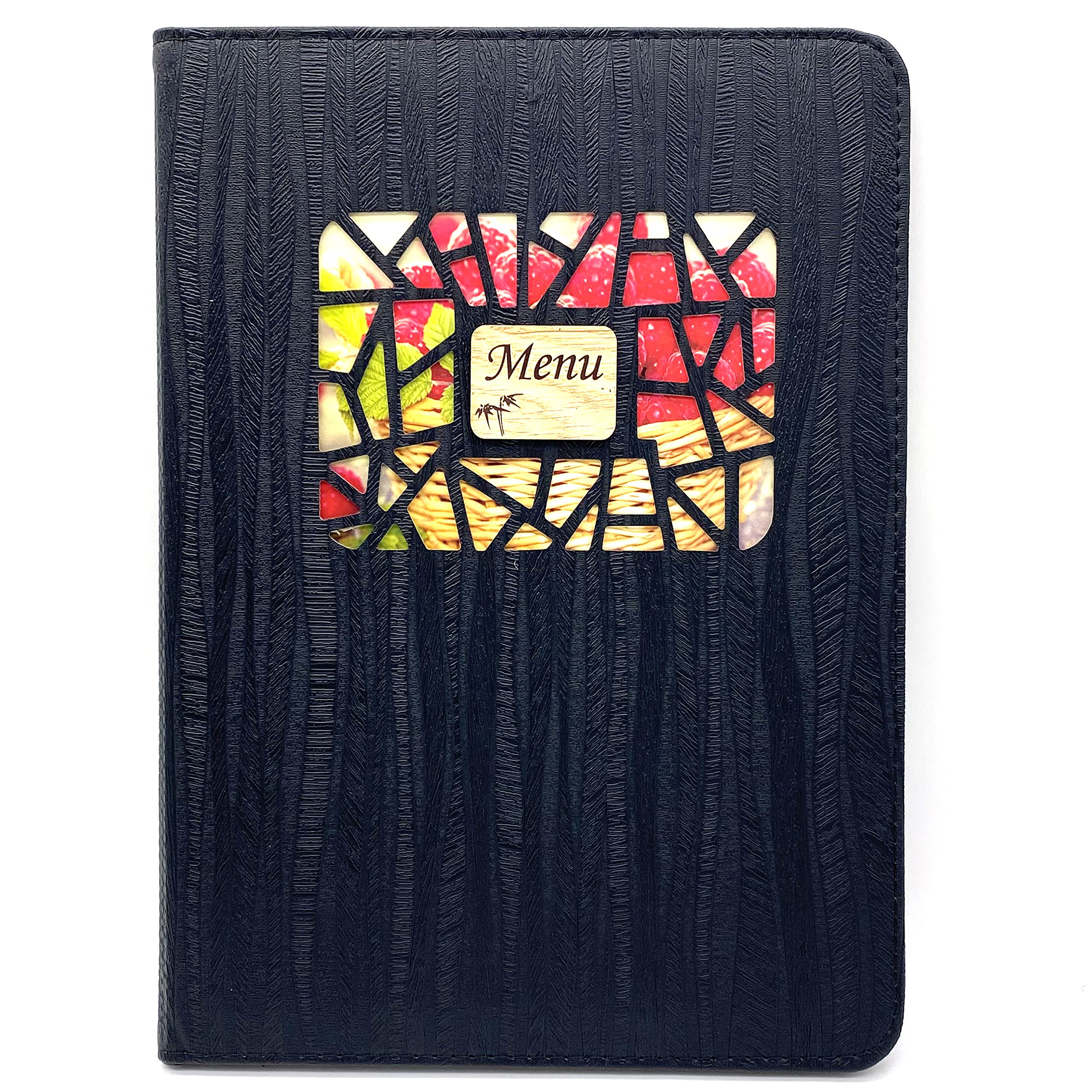 【送料無料】akindou メニューブック A4サイズ 中綴じ 全16面 利用可能 メニュー 縦挿し 差し替え簡単 居酒屋 和食 洋食 中華 キッチンカー 色：ブラック