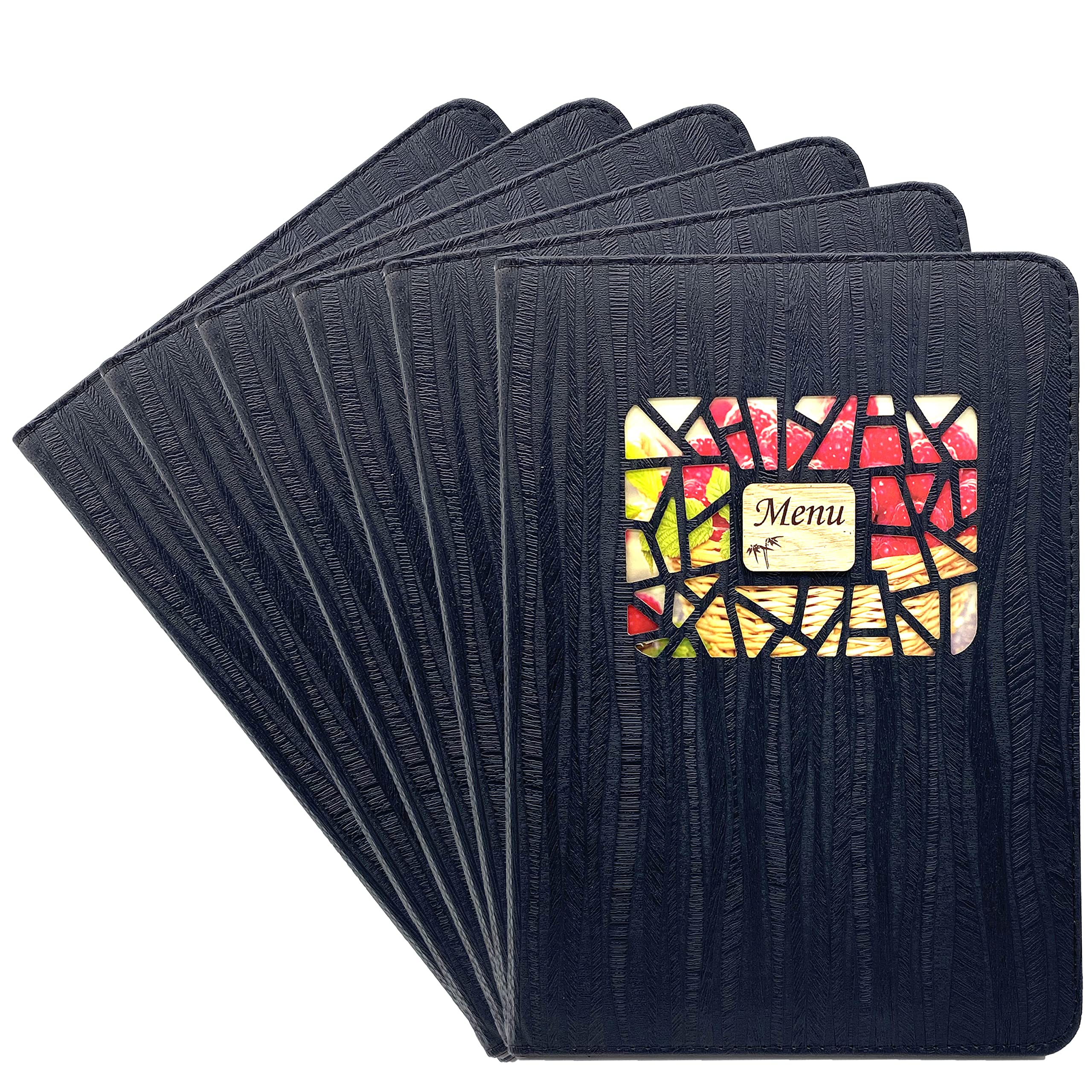 【送料無料】akindou メニューブック A4サイズ 中綴じ 全16面 利用可能 メニュー 縦挿し 差し替え簡単 居酒屋 和食 洋食 中華 キッチンカー 色：黒色6冊セット