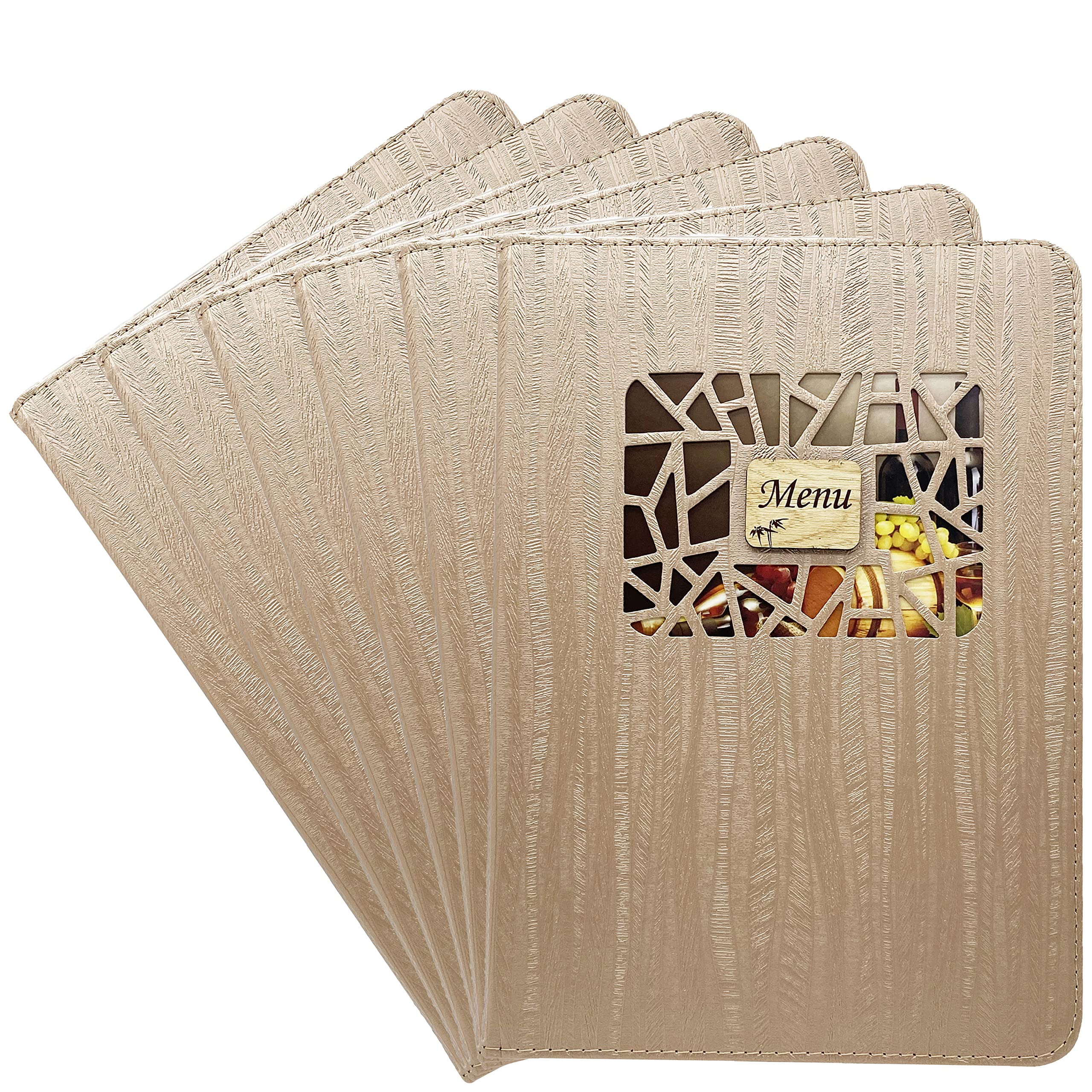 【送料無料】akindou メニューブック A4サイズ 中綴じ 全16面 利用可能 メニュー 縦挿し 差し替え簡単 居酒屋 和食 洋食 中華 キッチンカー 色：シャンパンゴールド6冊セット