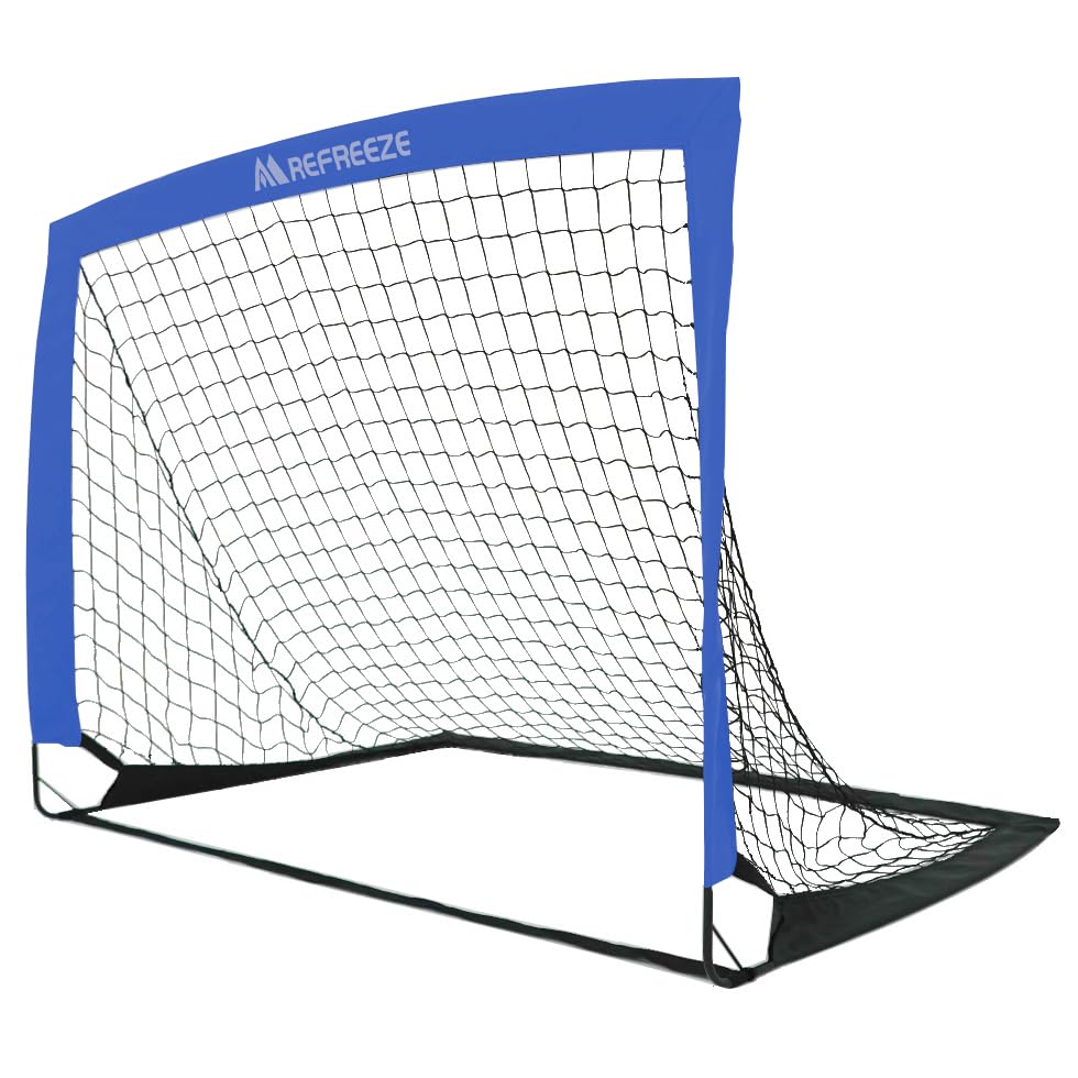 【送料無料】REFREEZE(リフリーズ) 折りたたみ サッカーゴール 収納バッグ付き 室内 屋外兼用 ポータブル 色：124×94cm ブルー 1個、サイズ：124×94cm