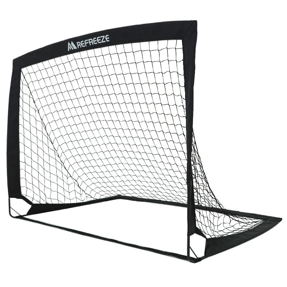 【送料無料】REFREEZE(リフリーズ) 折りたたみ サッカーゴール 収納バッグ付き 室内 屋外兼用 ポータブル 色：124×94cm ブラック 1個、サイズ：124×94cm
