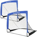 【送料無料】REFREEZE(リフリーズ) 折りたたみ サッカーゴール 収納バッグ付き 室内 屋外兼用 ポータブル 色:90×74cm ブルー 2個セット、サイ...