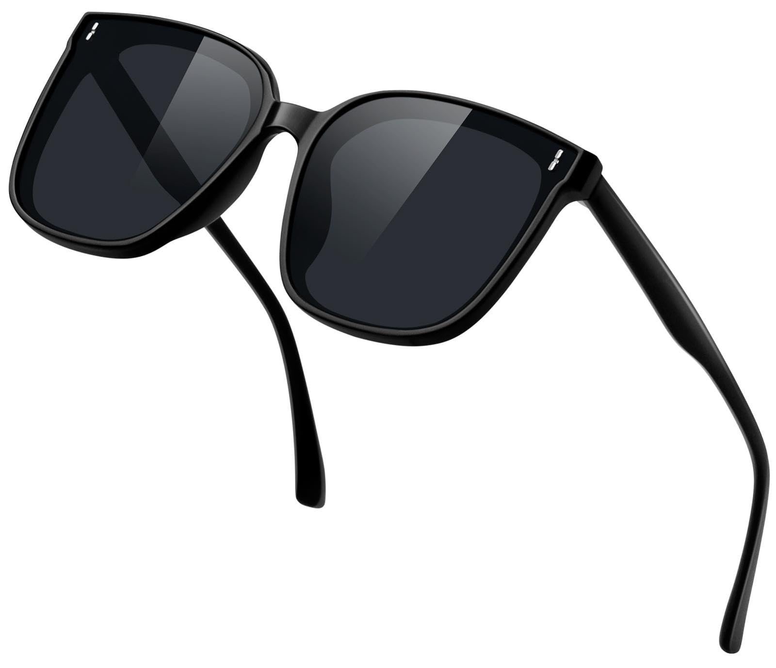 【送料無料】[KANASTAL] サングラス レディース メンズ 韓国 遮光 大きめ UV400 紫外線カット 超軽量 登山 釣り 運転用 野球 痛くない 快適 旅行 おしゃれ sunglasses for women 色：【A1】偏光レンズ +ブラック、サイズ：M