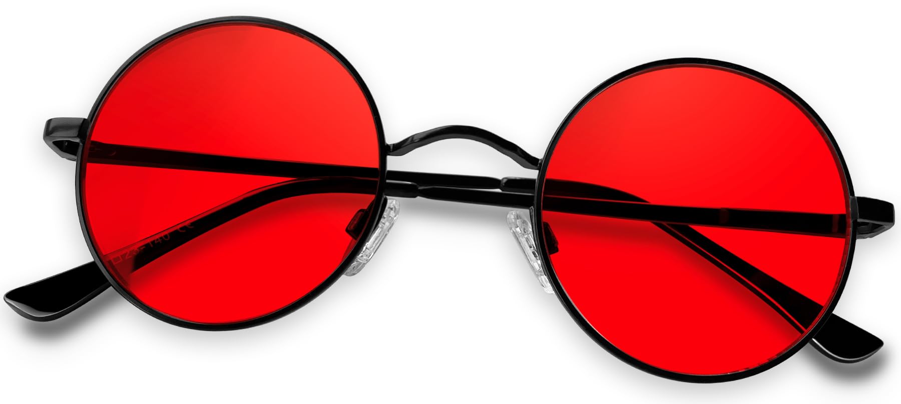 【送料無料】[KANASTAL] サングラス 丸 メンズ 丸型 ラウンド レディース クラシック デザイン ファッション UVカット 軽量 偏光 運転用 さんぐらす 色：【A18】フレーム：ブラック＋レンズ：赤い、サイズ：M