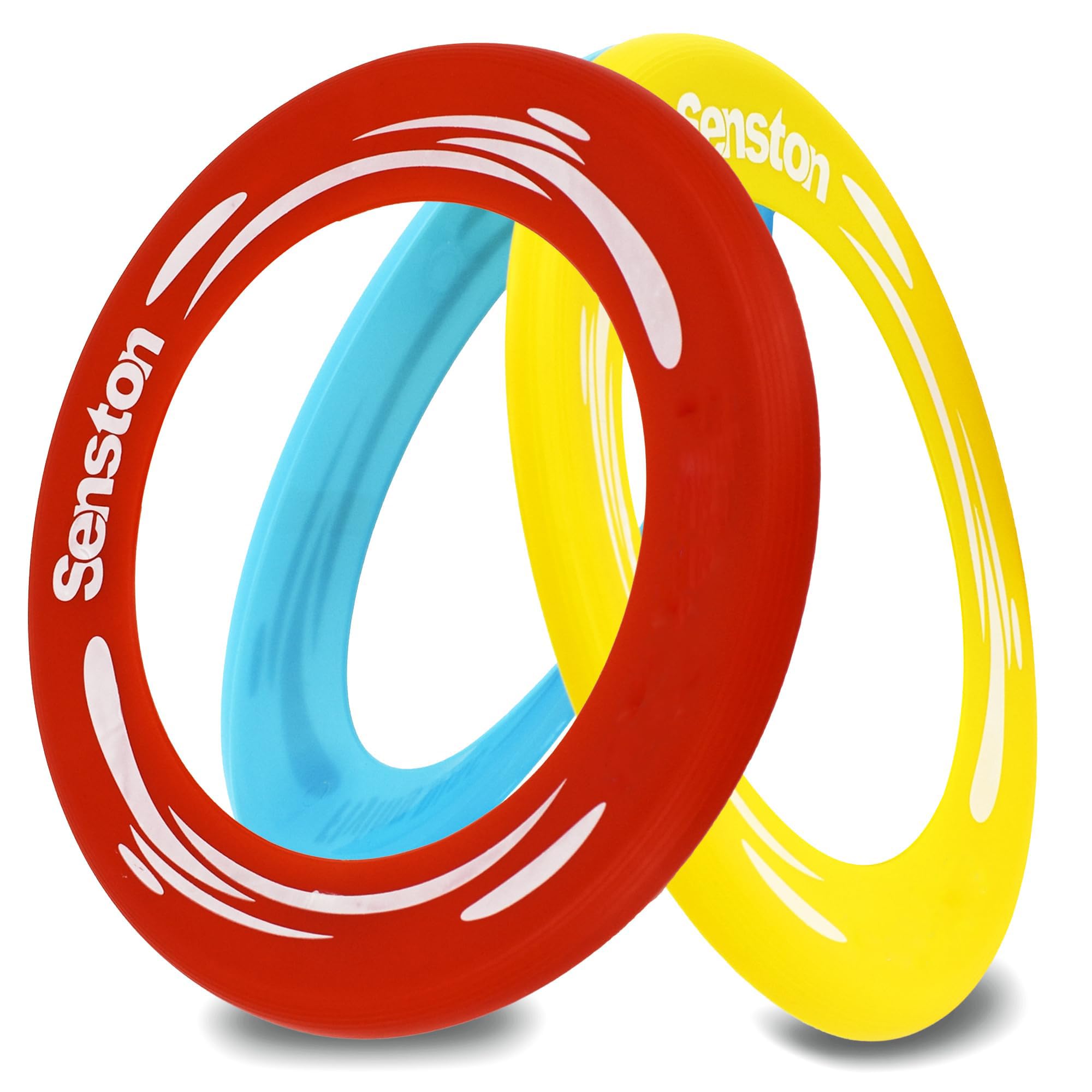 【送料無料】Senston フライングディスク3個,軽量で子供やすべての年齢層に適していますプール、ビーチ、裏庭、家族の楽 色：赤、黄、青