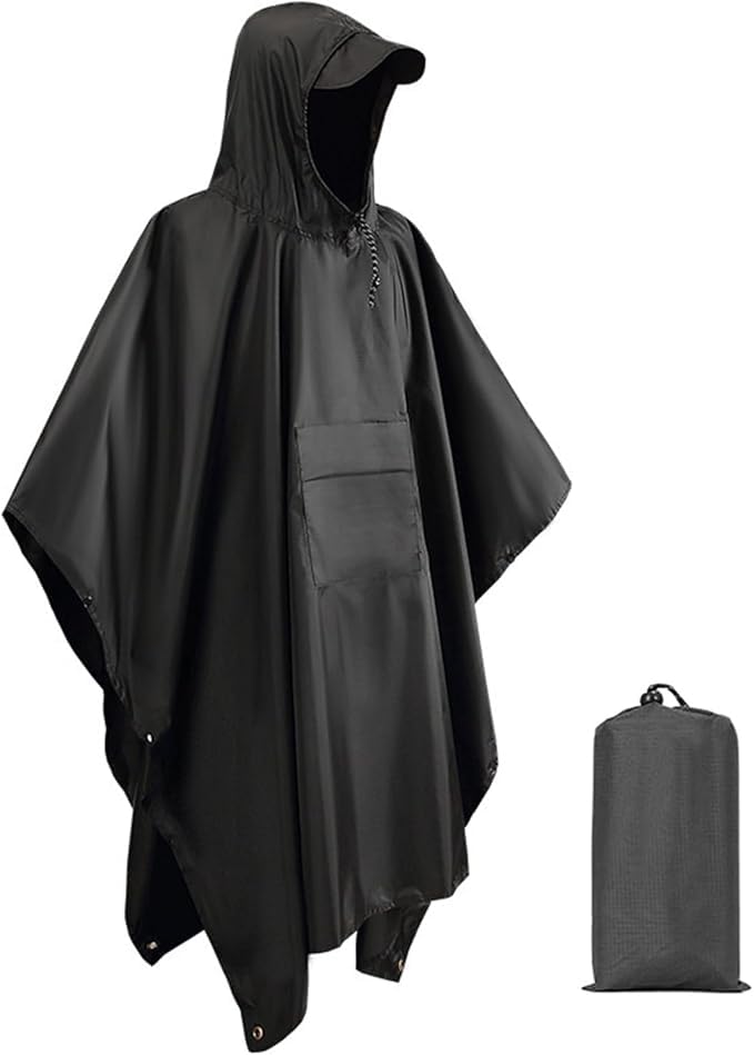 【送料無料】[Senston] レーンコート、男女兼用、軽便防水レインコート、キャンプ、散歩、釣り防水レインコート、アウトドア、繰り返し使用可能 色：ブラック(4)