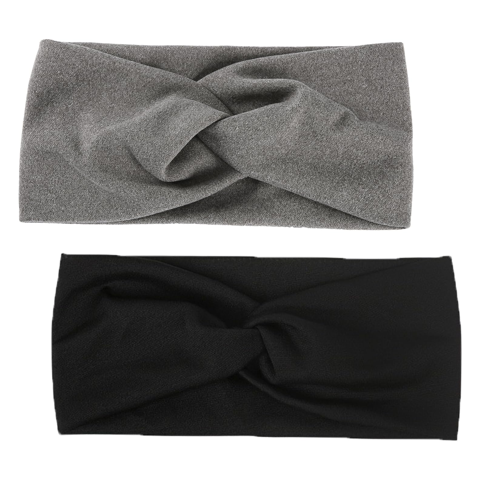 【送料無料】YANYULI ワイドヘアバンド 2色セット ヘアバンド ヘアターバン 髪り レディース 柔らかい 伸縮性 速乾 吸水 おしゃれ 可愛い 洗顔 お風呂 ヨガ 化粧 スポーツ お出かけ 旅行用 デイリーユース 色：黒色+ダークグレー、サイズ：F