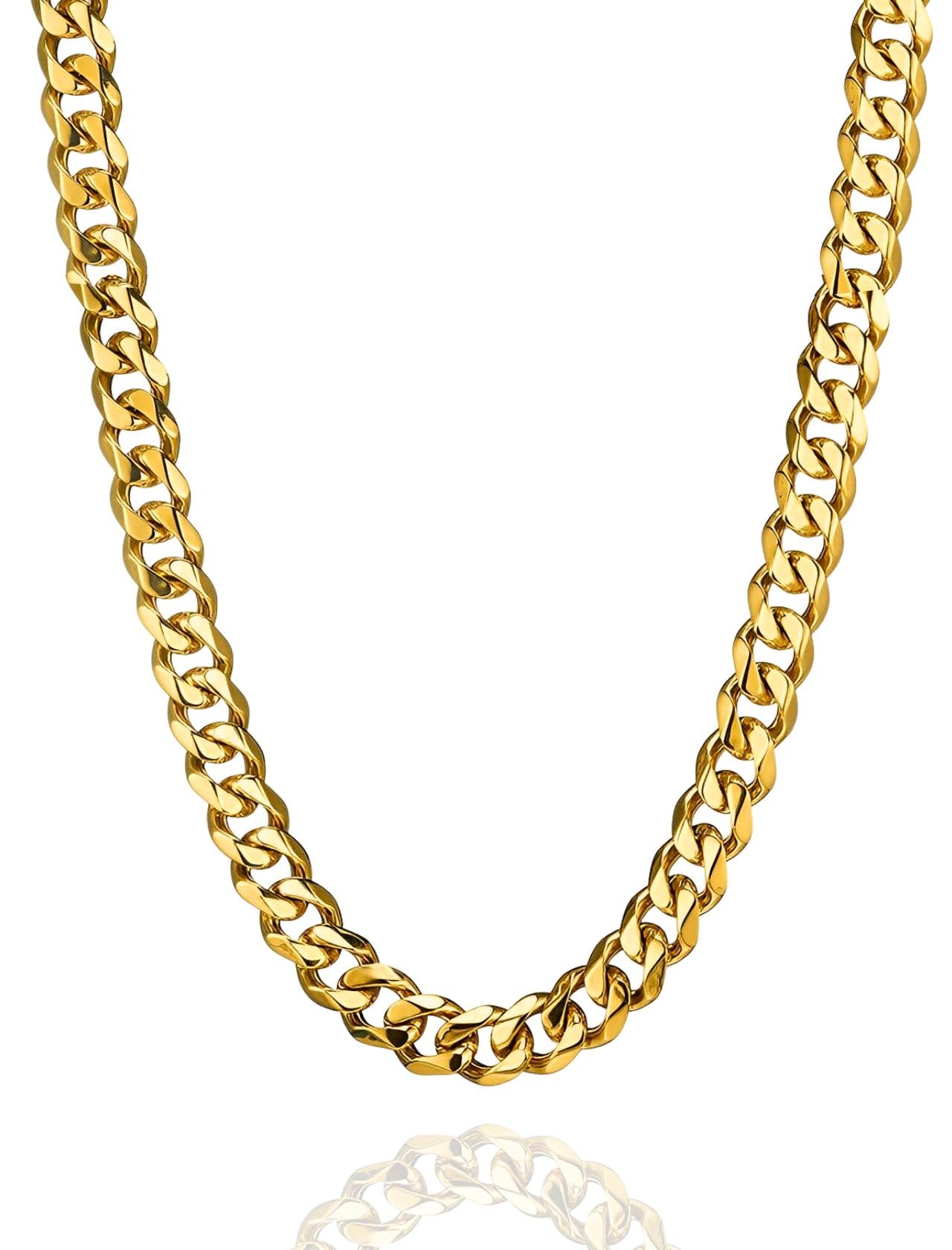 【送料無料】[swars] ネックレス メンズ 喜平 チェーン 6面カット 金属アレルギー対応 ステンレス 色：9mm ゴールド