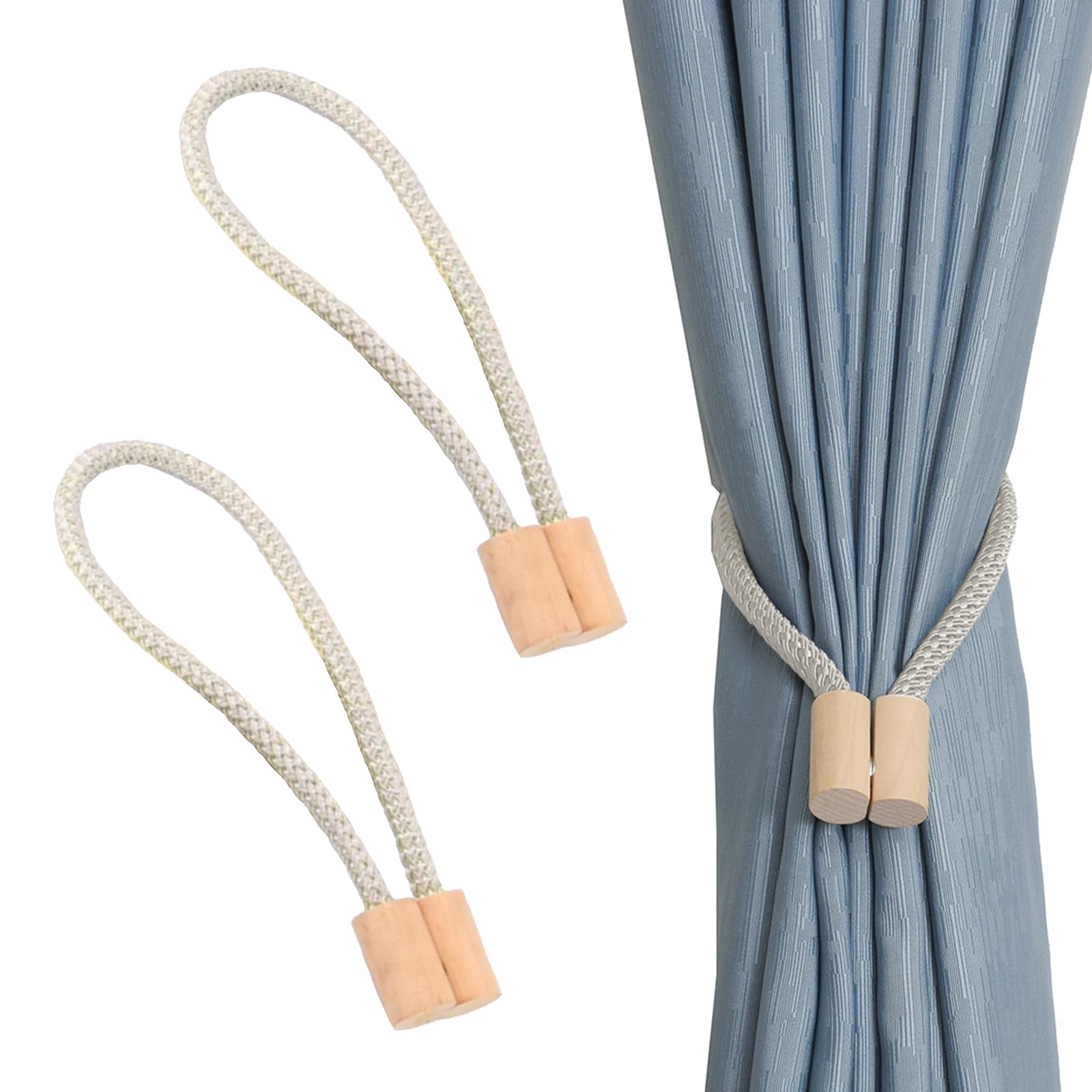 【送料無料】YANYULI カーテン タッセル カーテンタイバック 2個セット マグネット 木製 取り付け簡単 ..