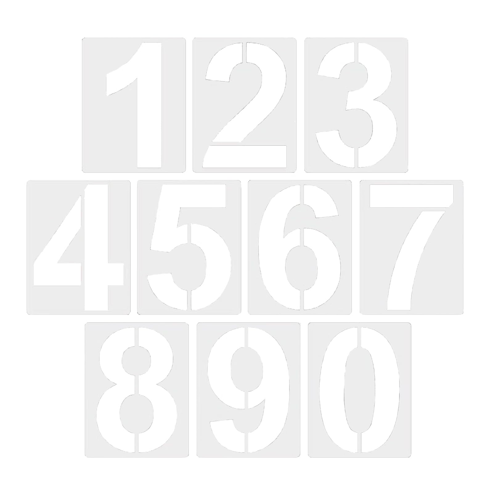 【送料無料】YANYULI アルファベット 数字 テンプレート マーキングプレート 42PCS 0-9 数字 大文字A-Z 再利用可能 駐車場用 吹き付けプレート DIY 絵画 塗装 道具 色：ホワイト10PCS