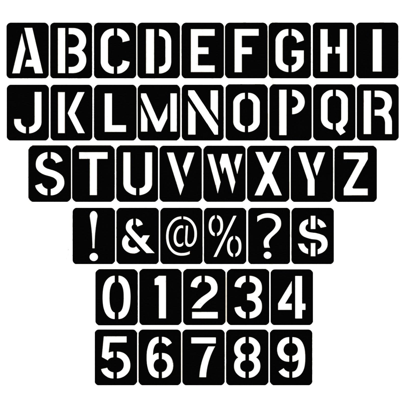 【送料無料】YANYULI アルファベット 数字 テンプレート マーキングプレート 42PCS 0-9 数字 大文字A-Z 再利用可能 駐車場用 吹き付けプレート DIY 絵画 塗装 道具 色：黒色42PCS