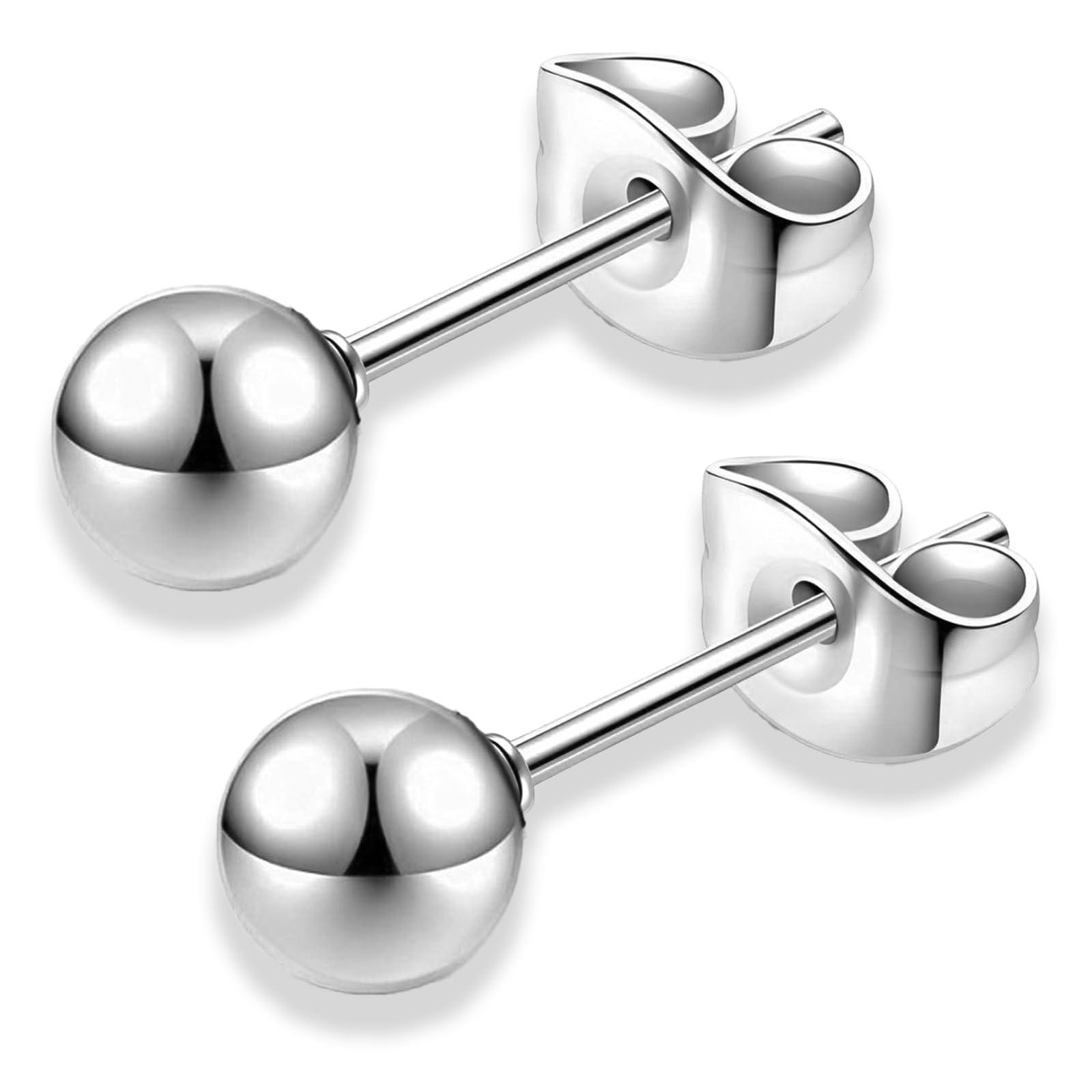 【送料無料】swars ピアス 丸玉 ボール シルバー メンズ レディース 男女 シンプル 丸玉ピアス ボールピアス 両耳用 2個 ペア 金属アレルギー 色：グレー