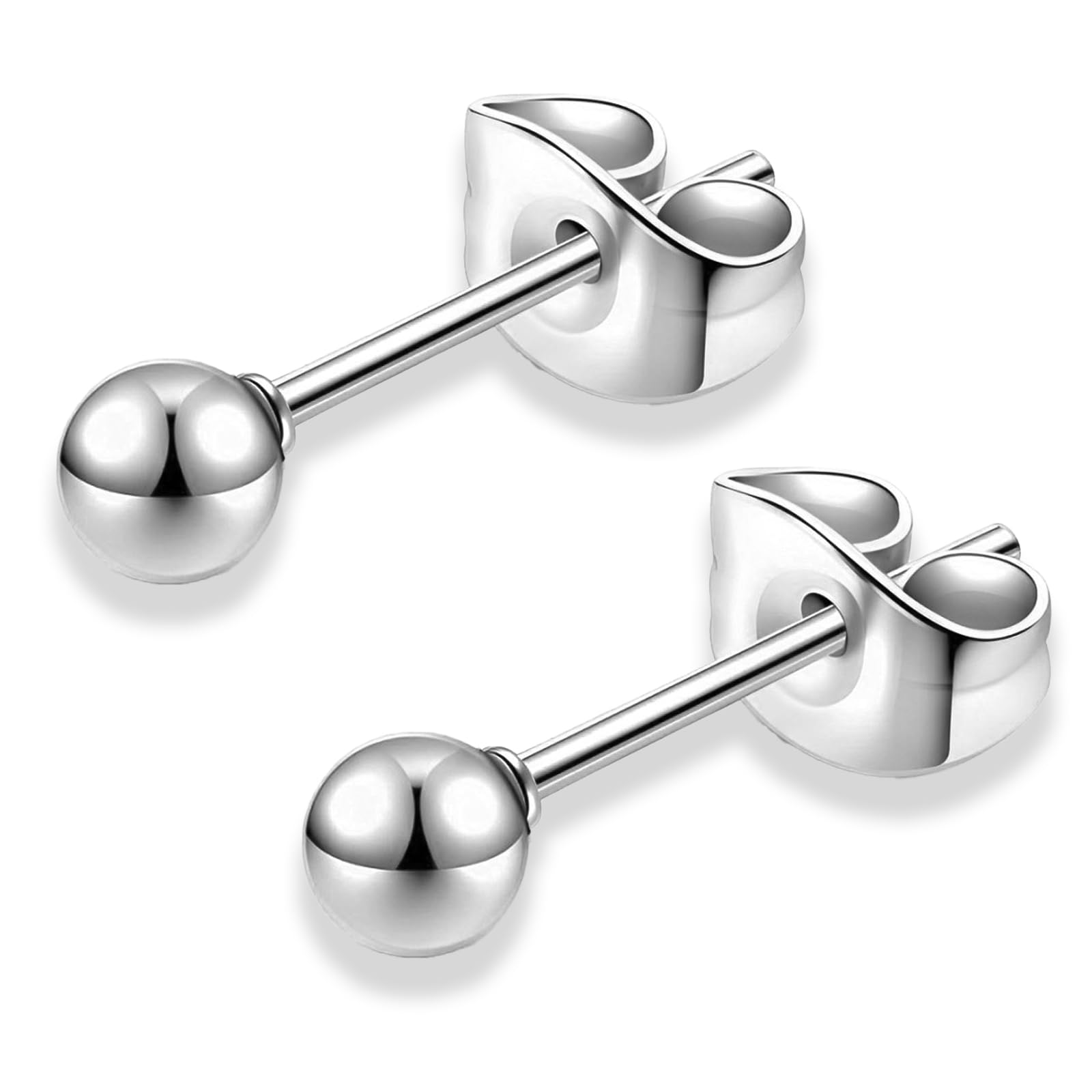 【送料無料】swars ピアス 丸玉 ボール シルバー メンズ レディース 男女 シンプル 丸玉ピアス ボールピアス 両耳用 2個 ペア 金属アレルギー 色：グレー