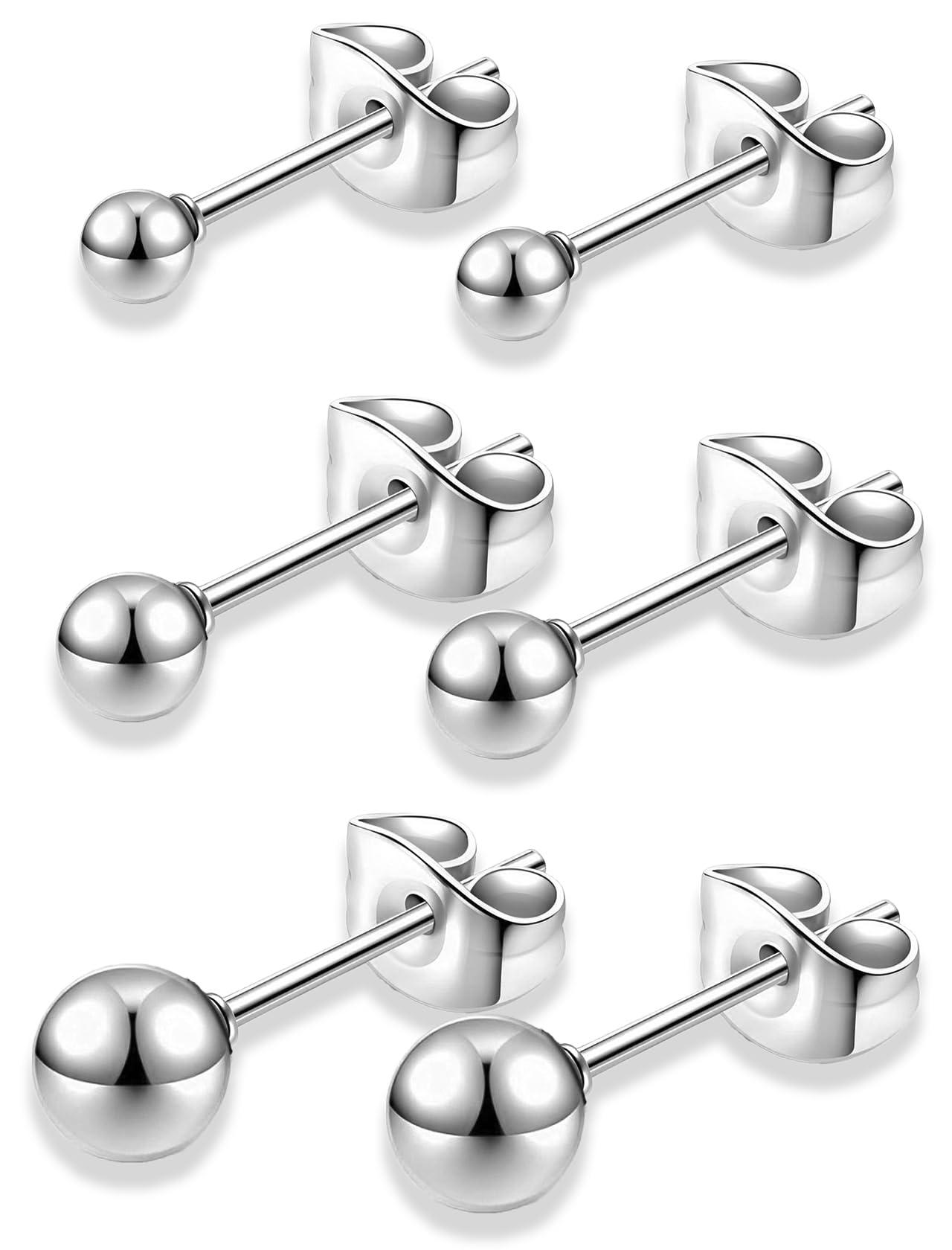 【送料無料】swars ピアス 丸玉 ボール シルバー メンズ レディース 男女 シンプル 丸玉ピアス ボールピアス 両耳用 2個 ペア 金属アレルギー 色：グレー