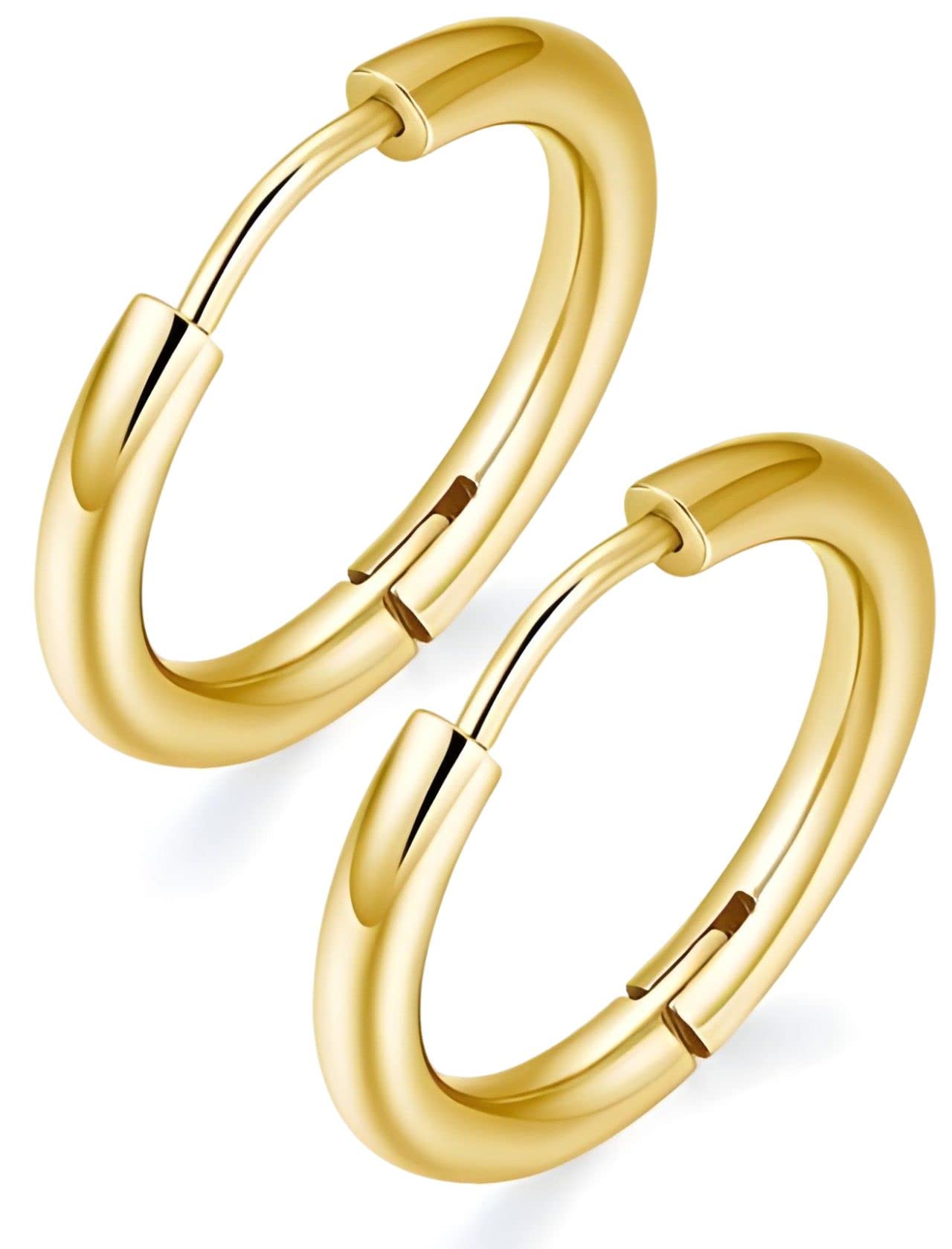 【送料無料】swars フープピアス ピアス リングピアス 男女兼用 両耳 2個 金属アレルギー対応 色：ゴールド/内径:12mm/外径:17mm