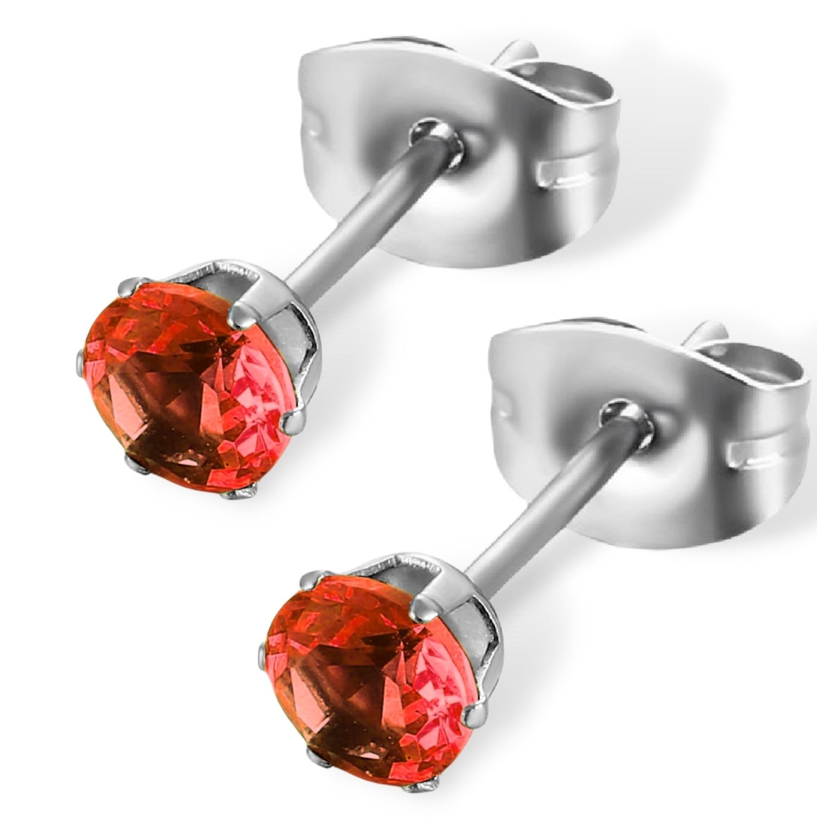 【送料無料】swars ピアス サージカルステンレス 金属アレルギー対応 選べる8カラー ユニセックス ジルコニア 両耳 2個セット 色：ガーネット、サイズ：5mm