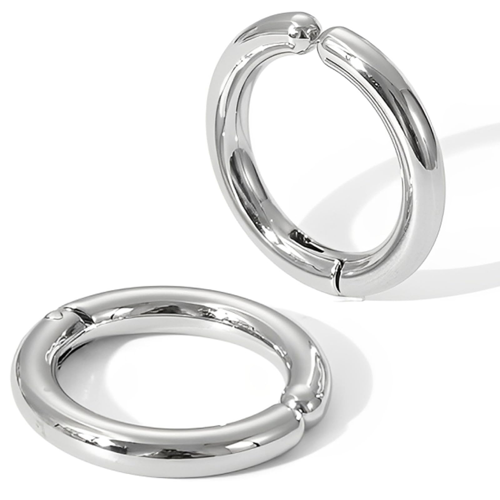 【送料無料】[swars] イヤリング メンズ フェイクピアス ノンホールピアス イヤーカフ 両耳用 ステンレス 色：シルバー、サイズ：16mm