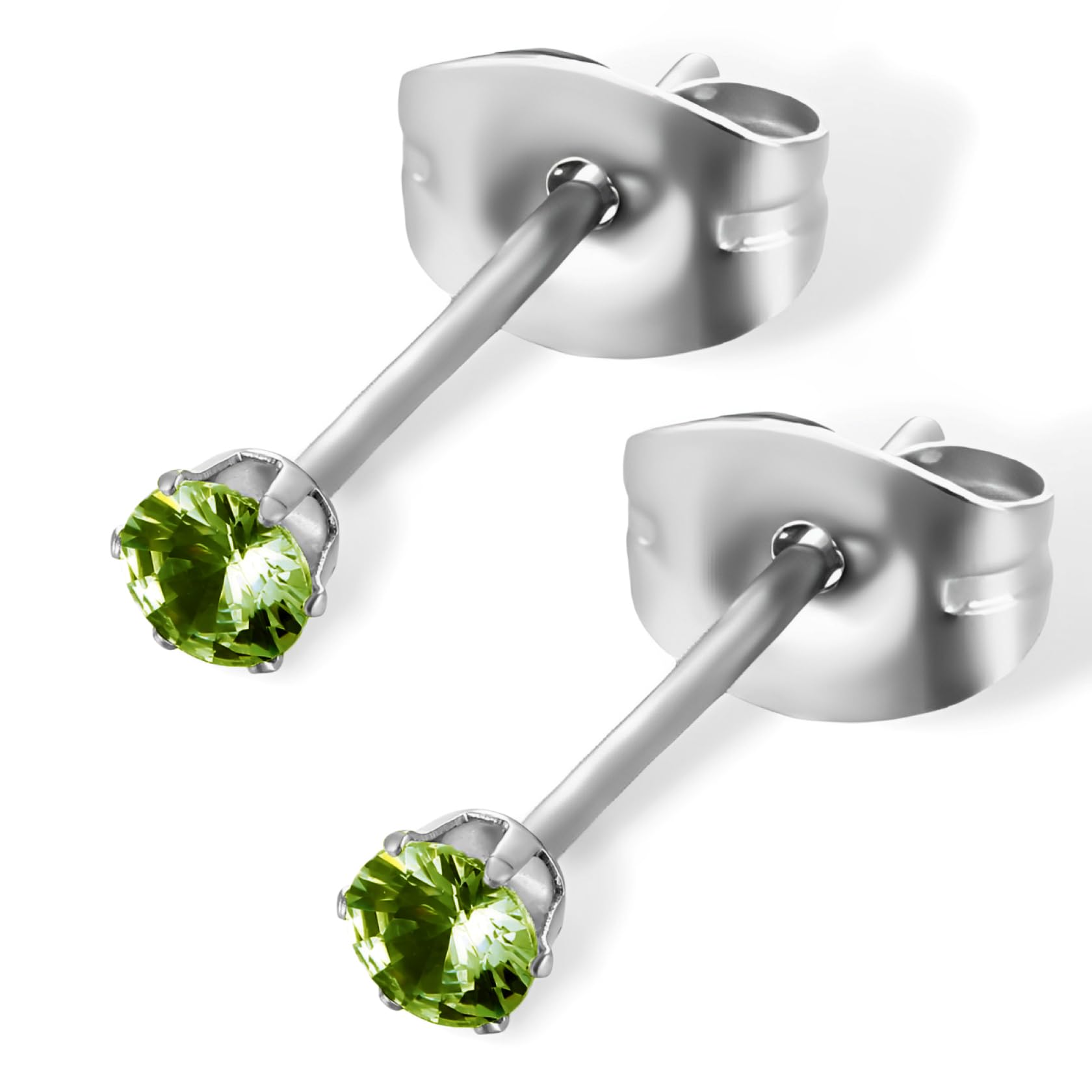 【送料無料】swars ピアス サージカルステンレス 金属アレルギー対応 選べる8カラー ユニセックス ジルコニア 両耳 2個セット 色：オリーブ、サイズ：5mm