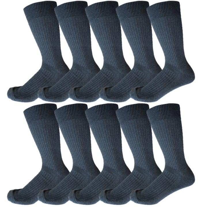 【送料無料】[NAKAMAJITA] 26-32cm 大きいサイズ ビジネス ソックス 10足セット 抗菌防臭加工 かかとつま先補強 靴下 綿 破れにくい クルー 通勤 通学 仕事 色：チャコールグレー、サイズ：28.0-30.0 cm