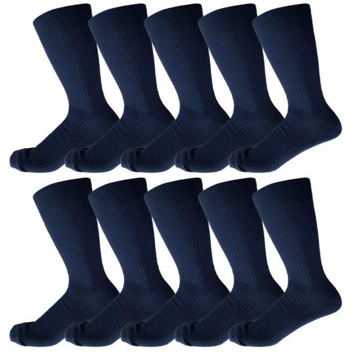 【送料無料】[NAKAMAJITA] 26-32cm 大きいサイズ ビジネス ソックス 10足セット 抗菌防臭加工 かかとつま先補強 靴下 綿 破れにくい クルー 通勤 通学 仕事 色：ネイビー、サイズ：28.0-30.0 cm